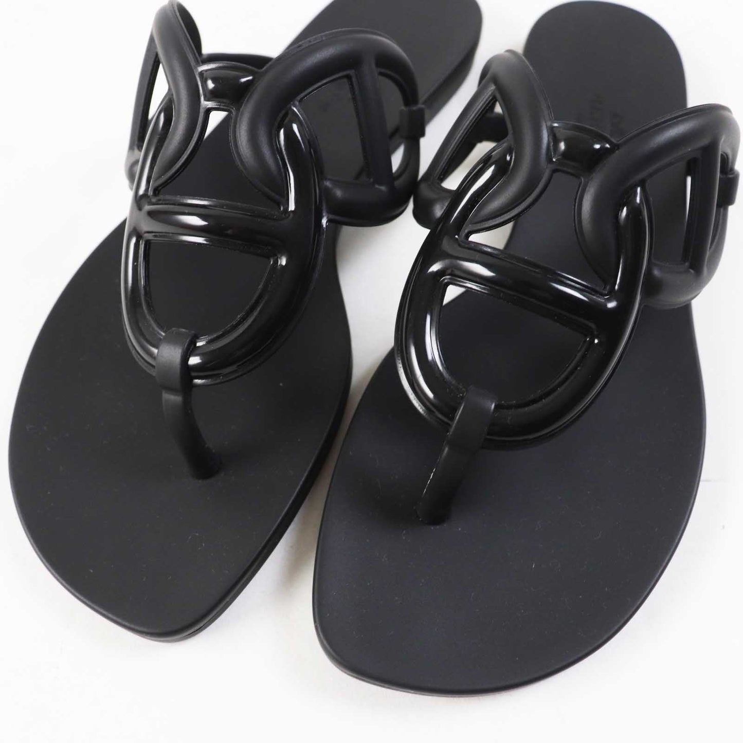 HERMES Sandals rubber black Egeri 35