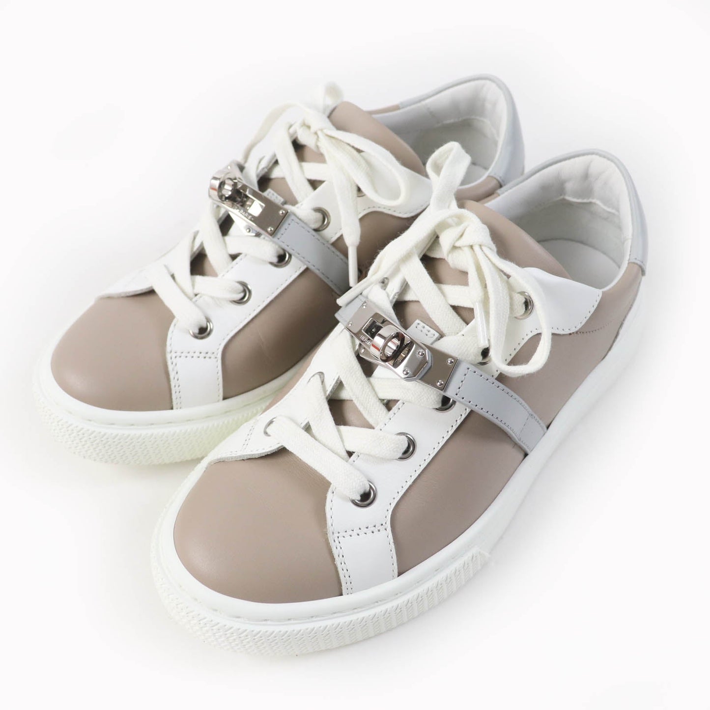 HERMES Low cut sneakers leather Beige Sketch / White Day 36