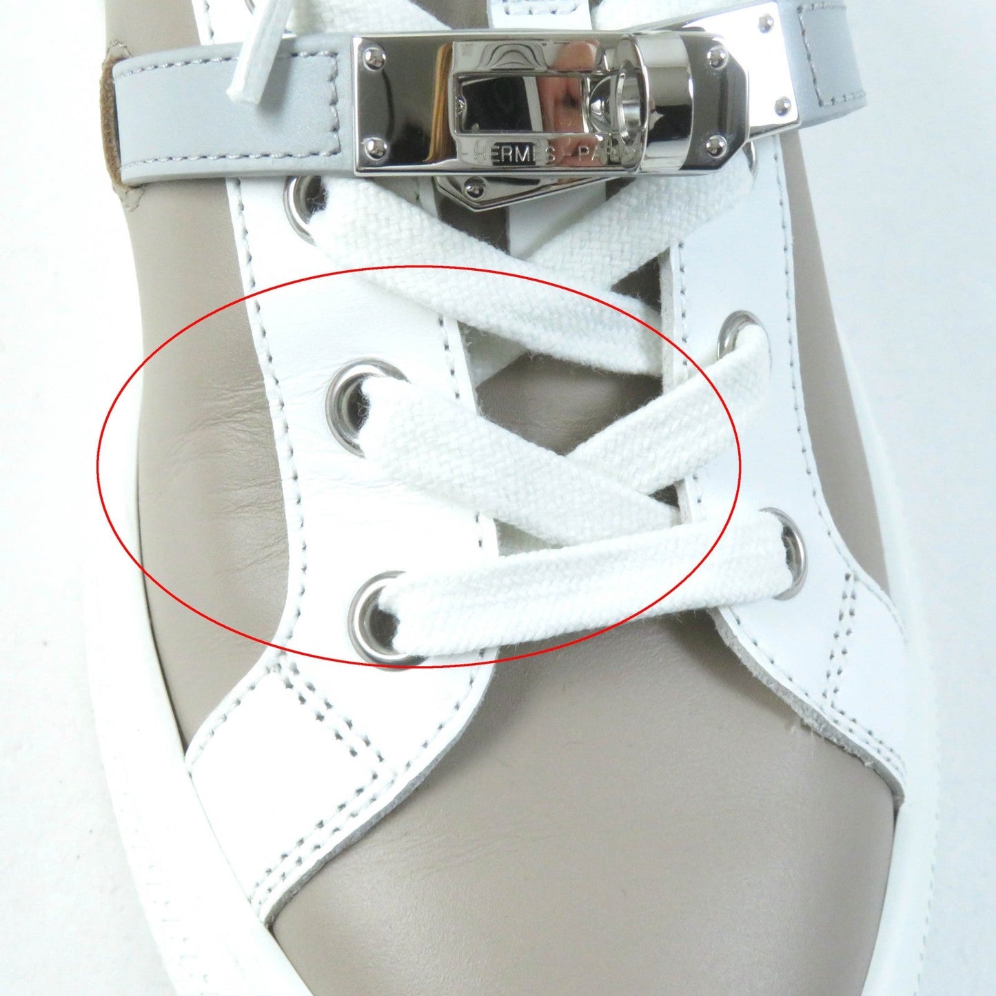 HERMES Low cut sneakers leather Beige Sketch / White Day 36