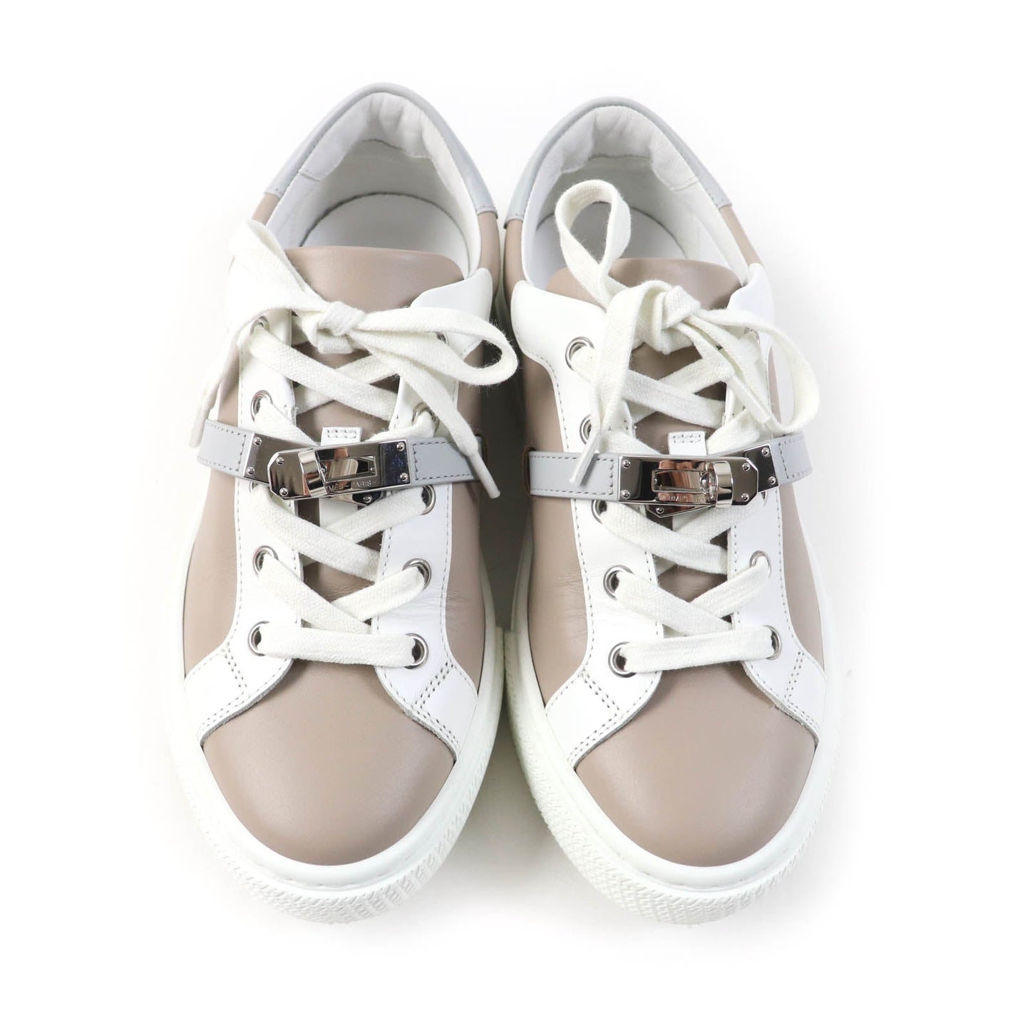 HERMES Low cut sneakers leather Beige Sketch / White Day 36