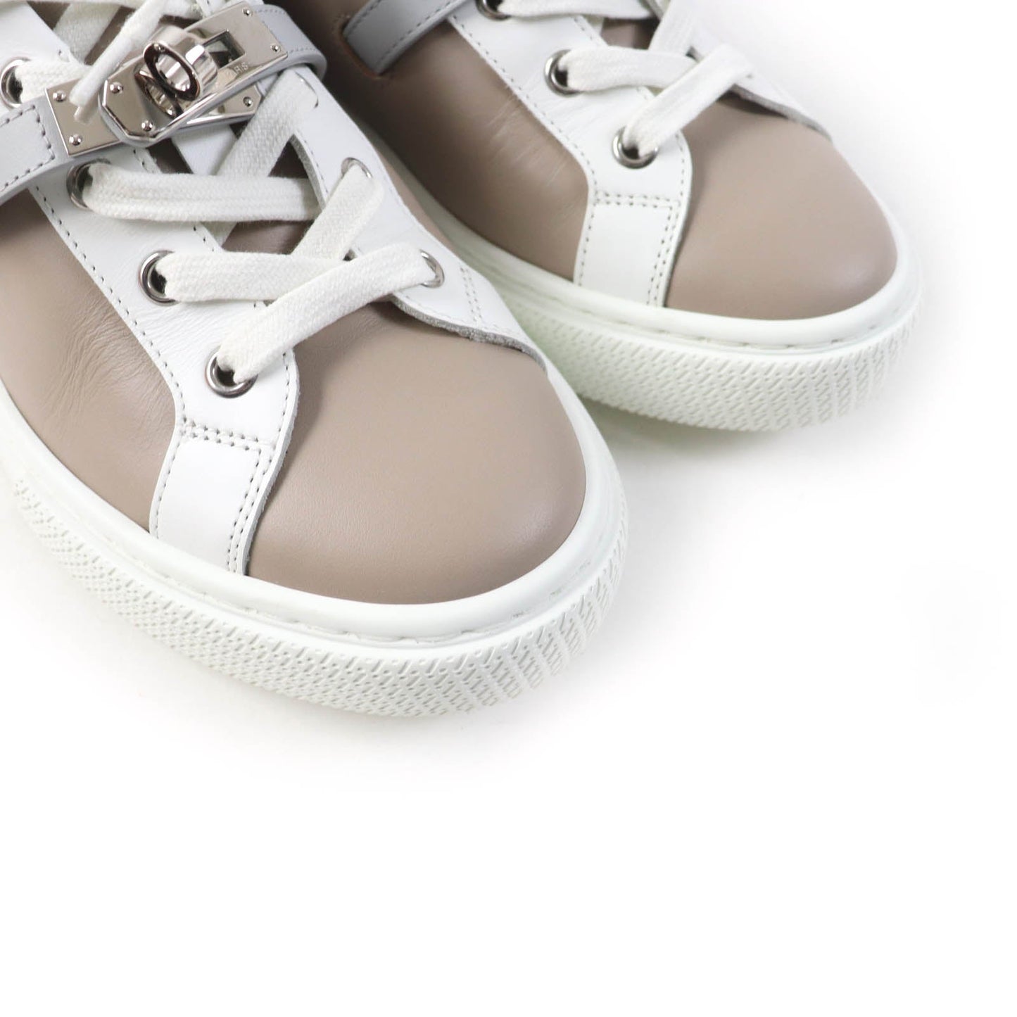 HERMES Low cut sneakers leather Beige Sketch / White Day 36