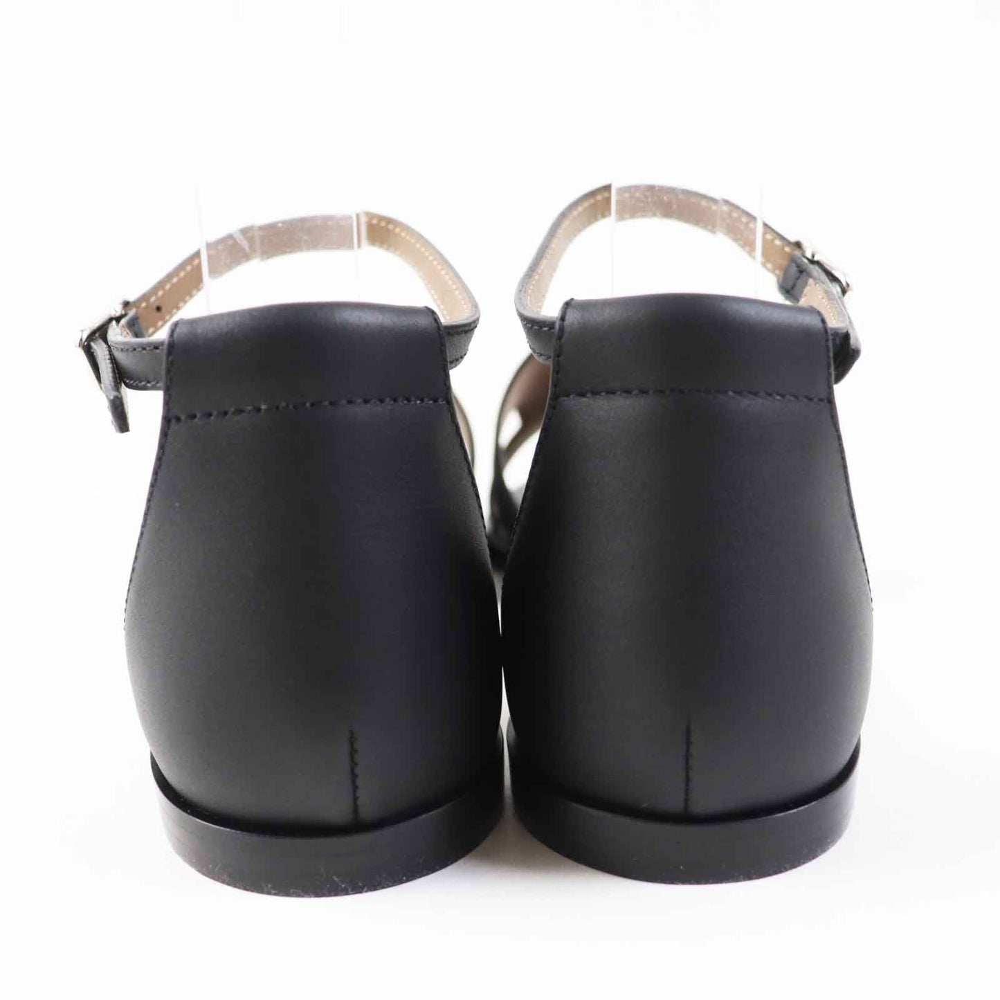 HERMES Sandals leather black Santorini 37