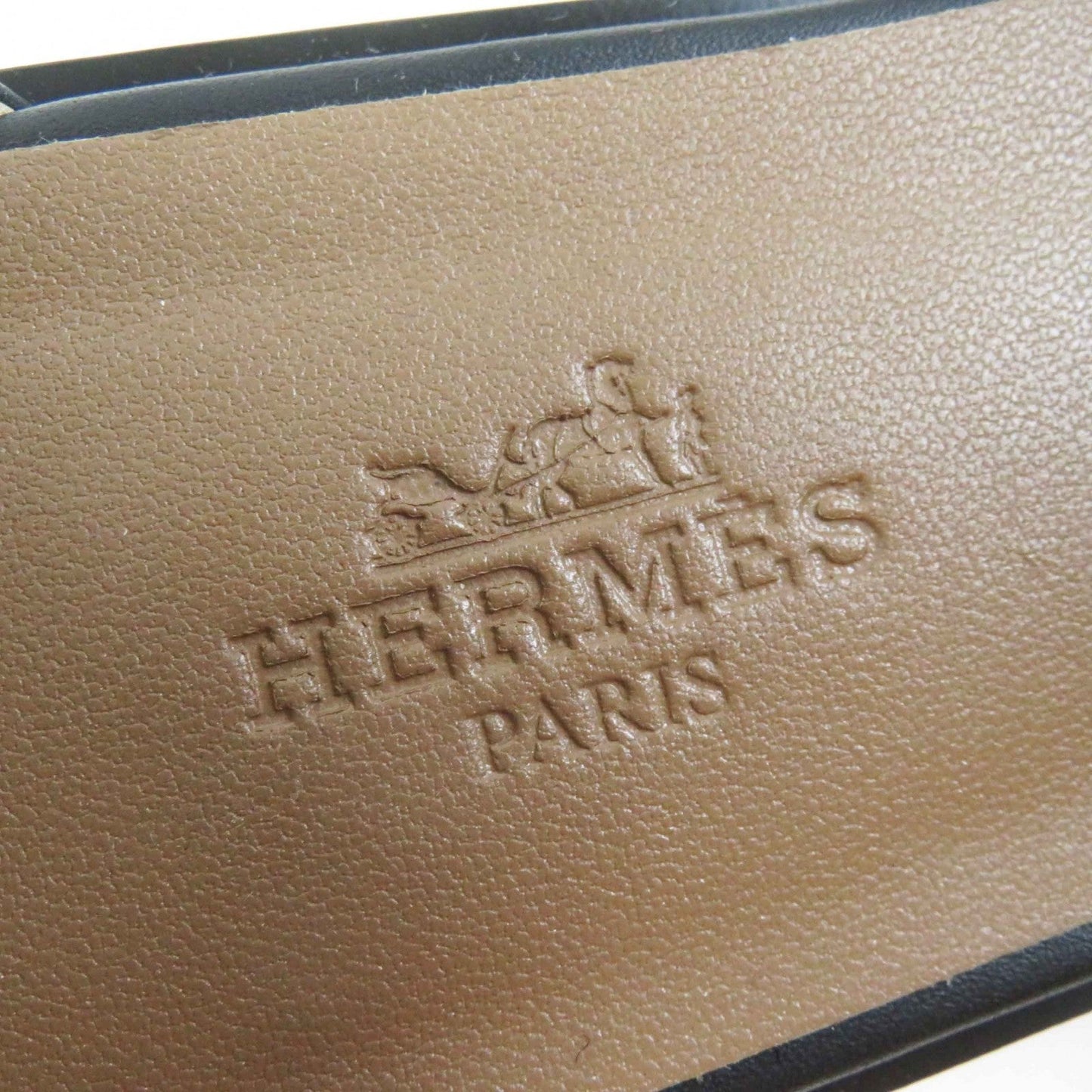 HERMES Sandals leather black Santorini 37