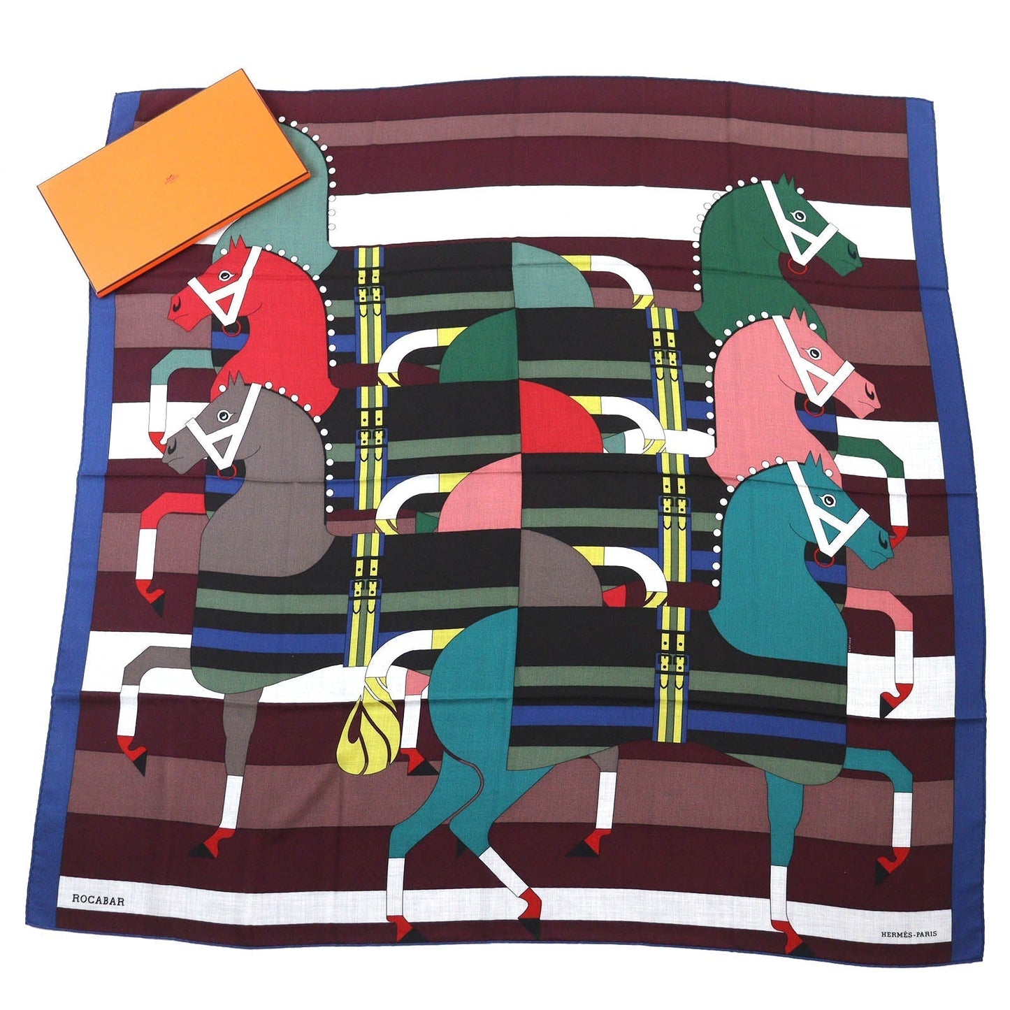 HERMES scarf 242708S cashmere Brown ROCABAR