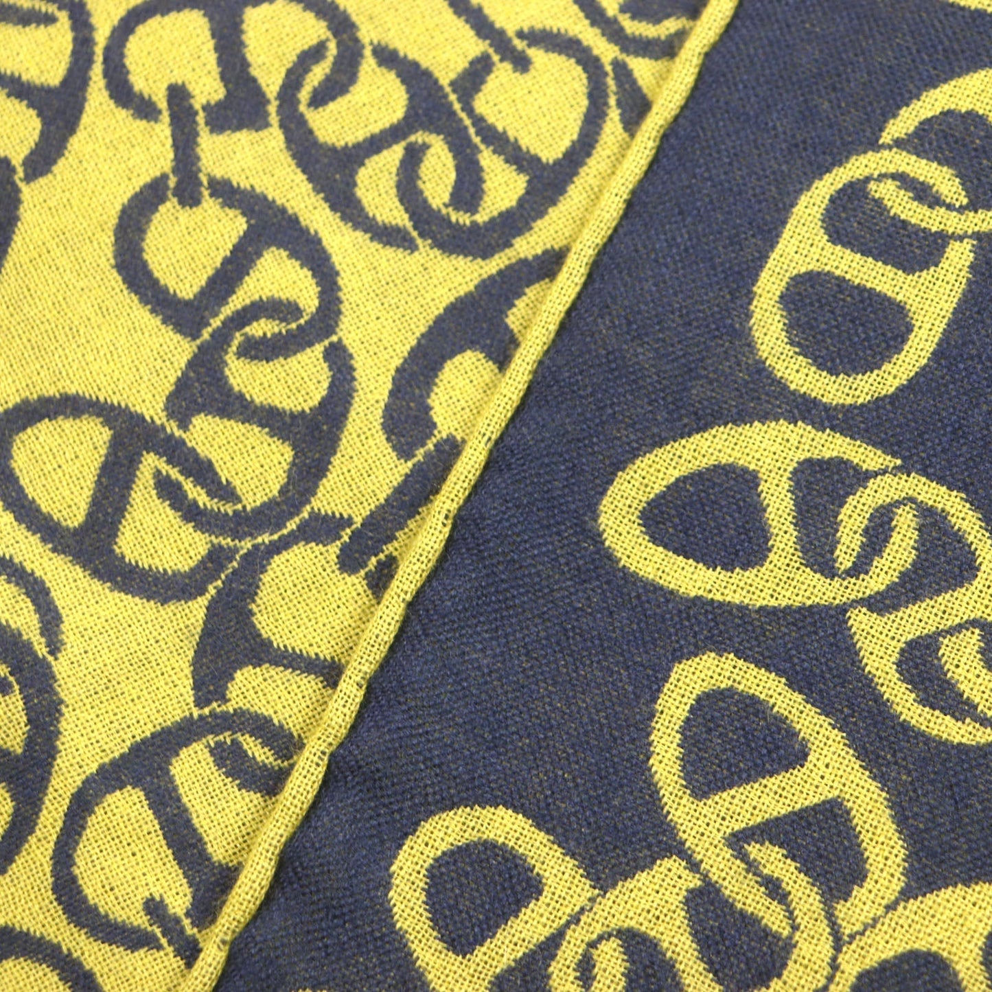 HERMES Scarf H706094T cashmere Blue Ocean Citron Nausa