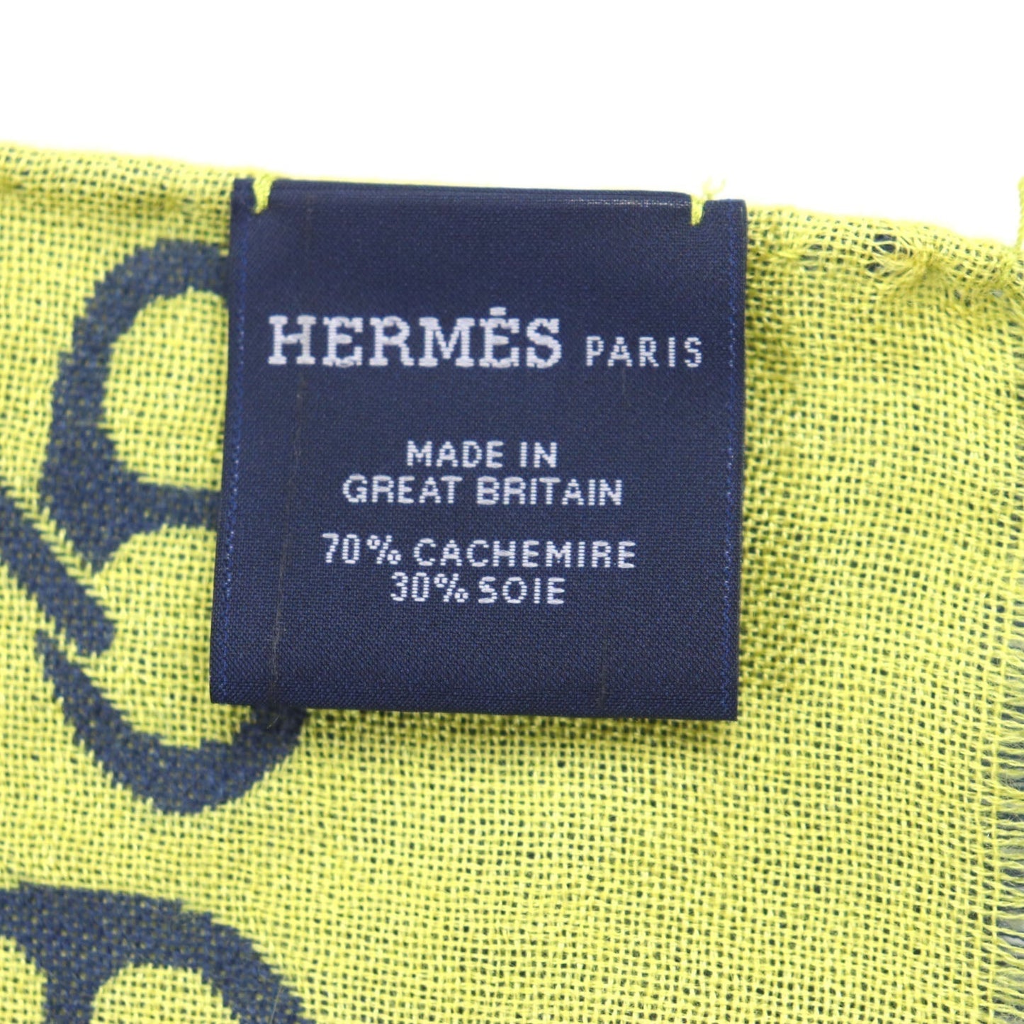 HERMES Scarf H706094T cashmere Blue Ocean Citron Nausa