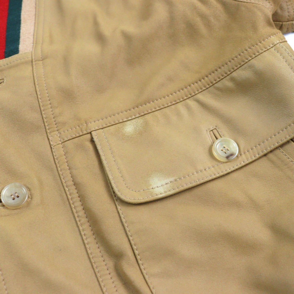 GUCCI Blouson 567428 Outer: goat leather, part: 88% wool, part: 10% nylon, part: 2% polyurethane, lining: 68% rayon Camel type mens 46 Used