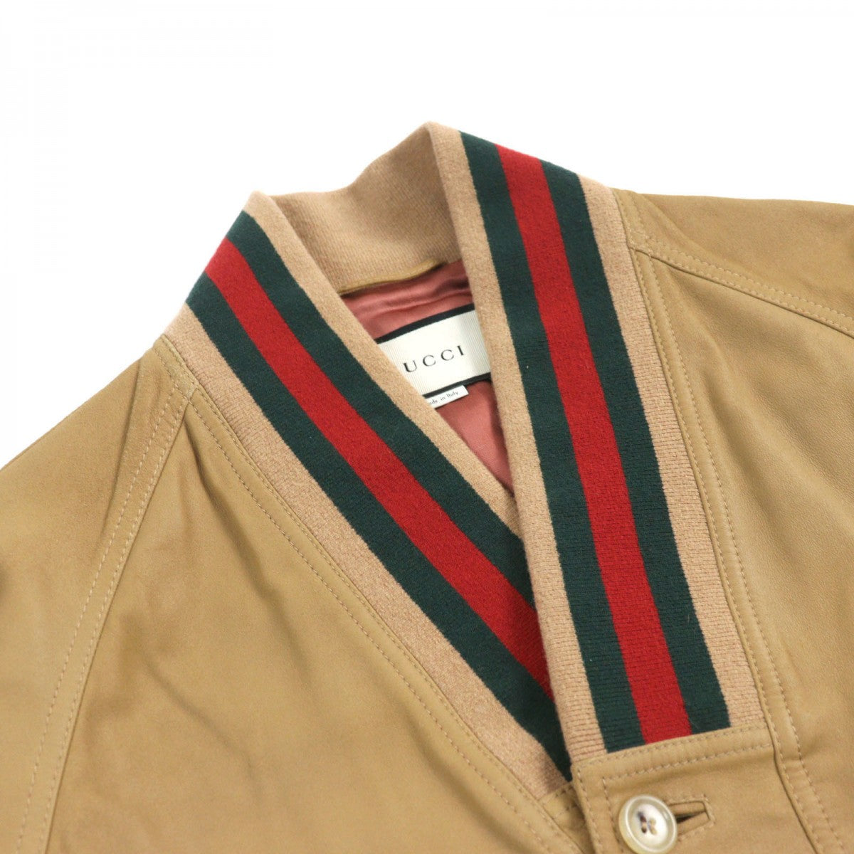 GUCCI Blouson 567428 Outer: goat leather, part: 88% wool, part: 10% nylon, part: 2% polyurethane, lining: 68% rayon Camel type mens 46 Used