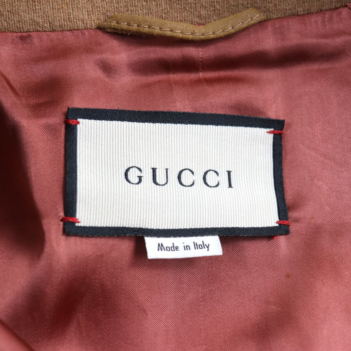 GUCCI Blouson 567428 Outer: goat leather, part: 88% wool, part: 10% nylon, part: 2% polyurethane, lining: 68% rayon Camel type mens 46 Used