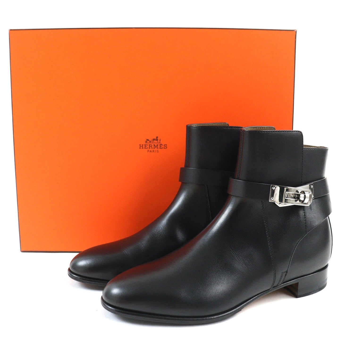 HERMES boots 162133Z leather black Neo 37