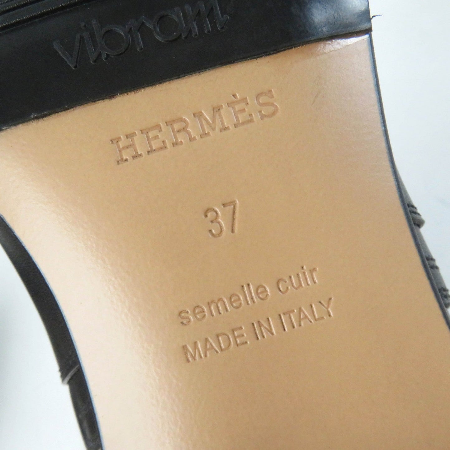 HERMES short boots 162133Z leather black Neo 37