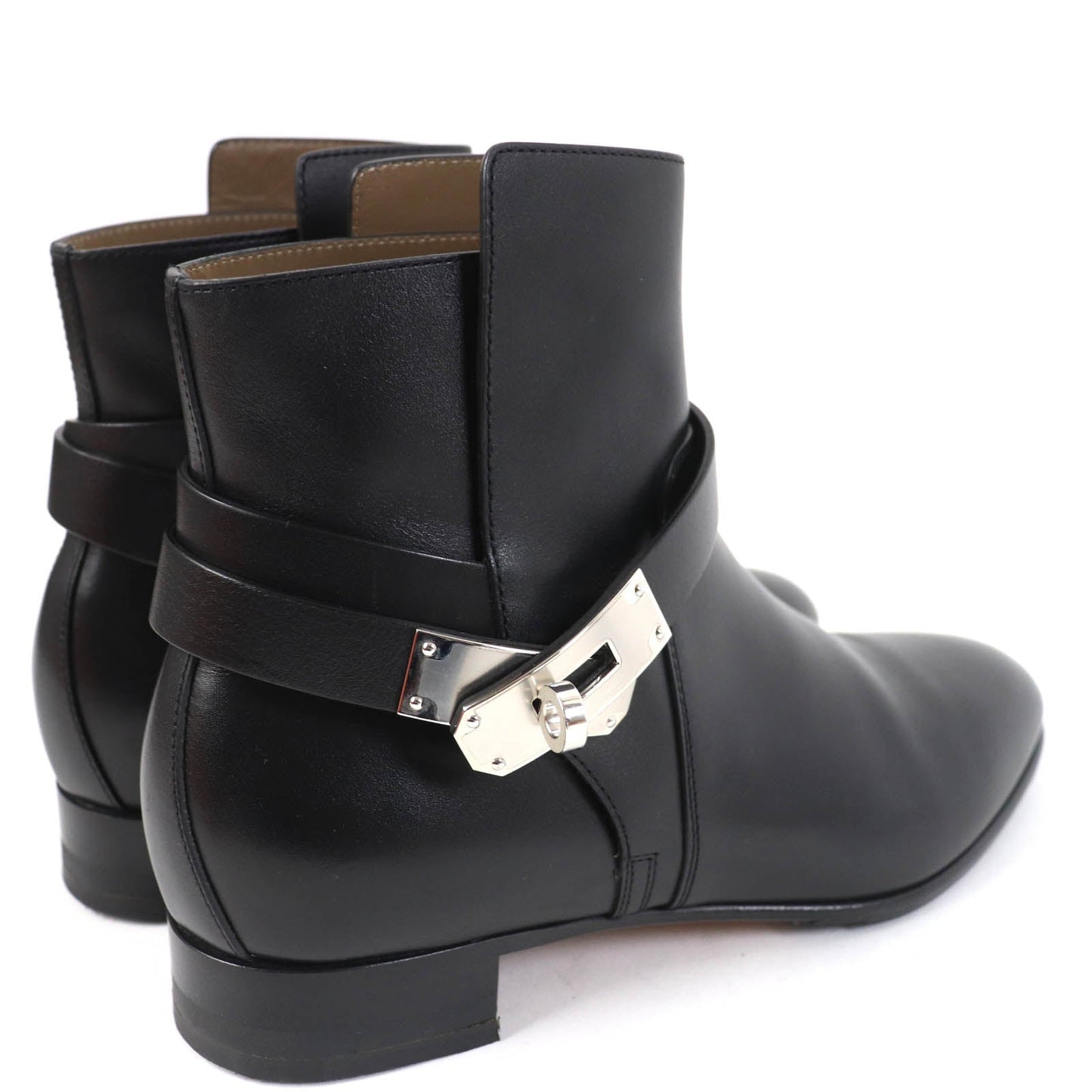 HERMES short boots 162133Z leather black Neo 37
