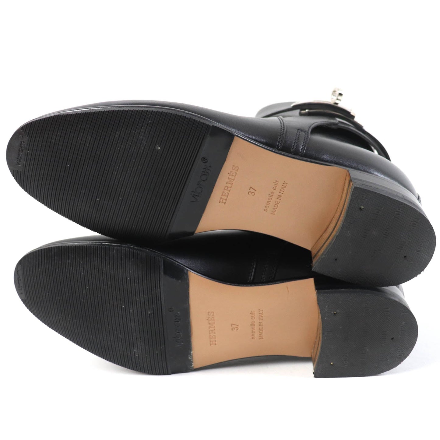 HERMES short boots 162133Z leather black Neo 37