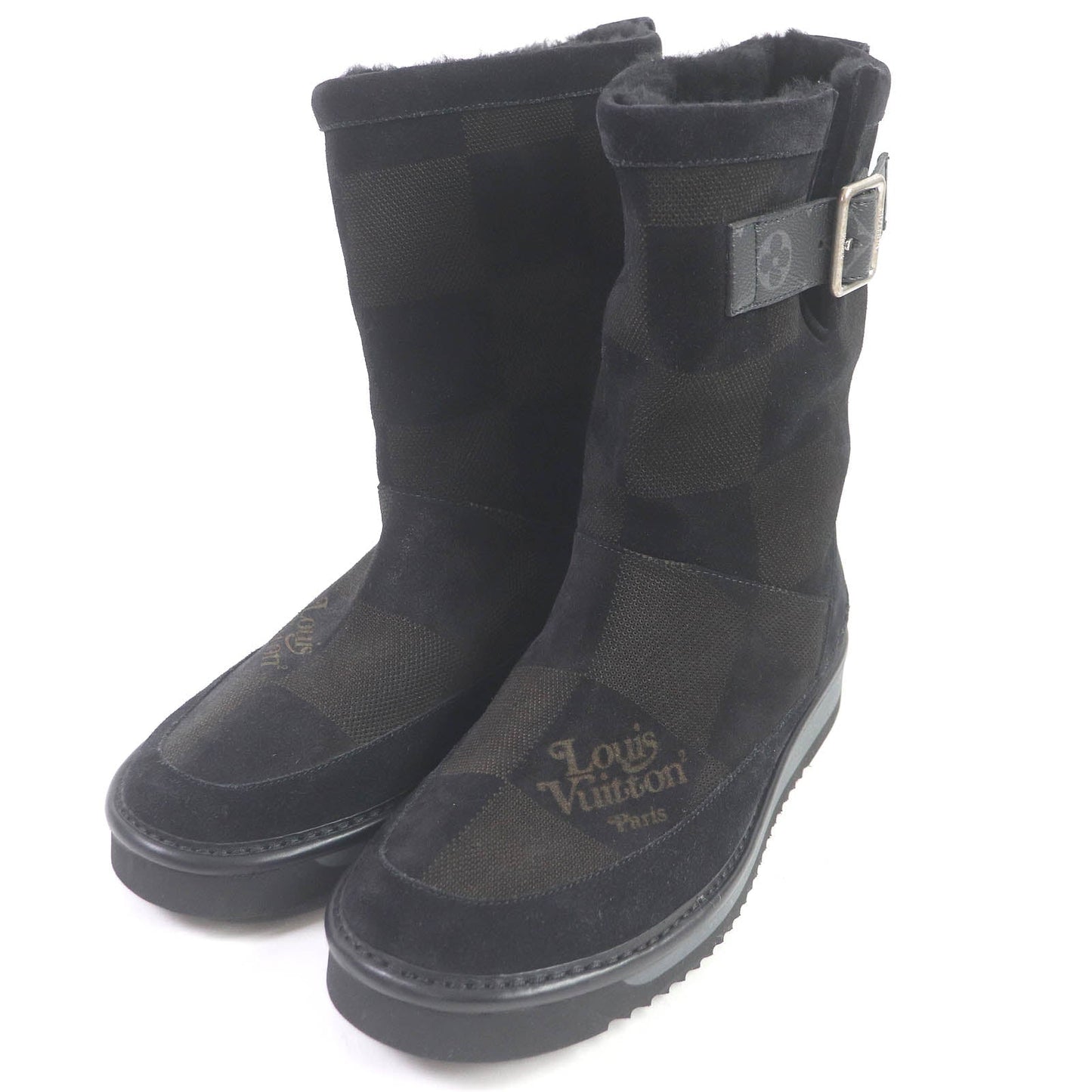 LOUIS VUITTON boots Suede leather black 8