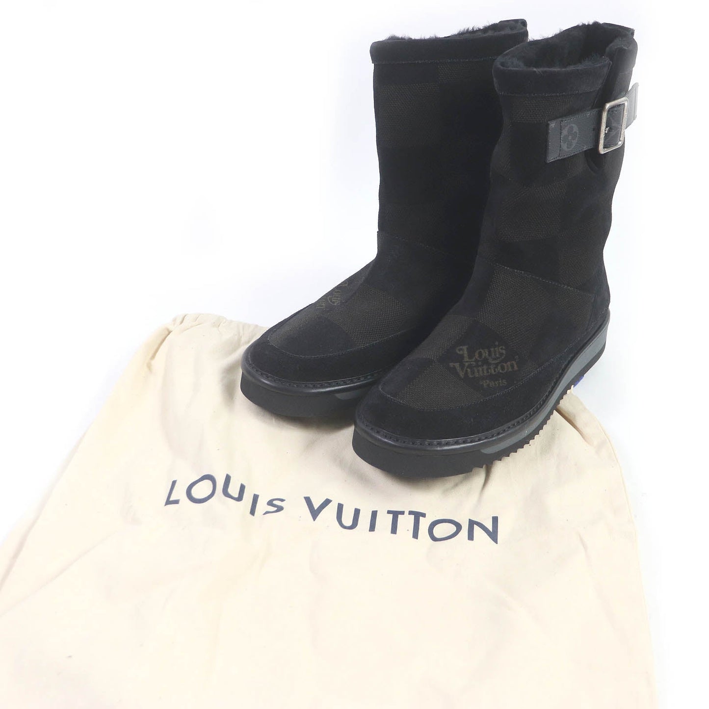 LOUIS VUITTON boots Suede leather black 8