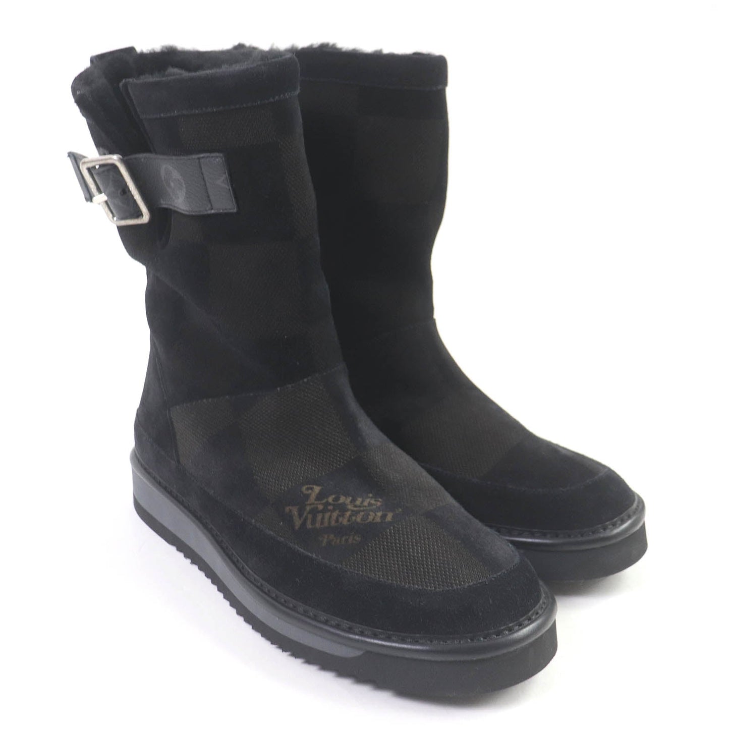 LOUIS VUITTON boots Suede leather black 8
