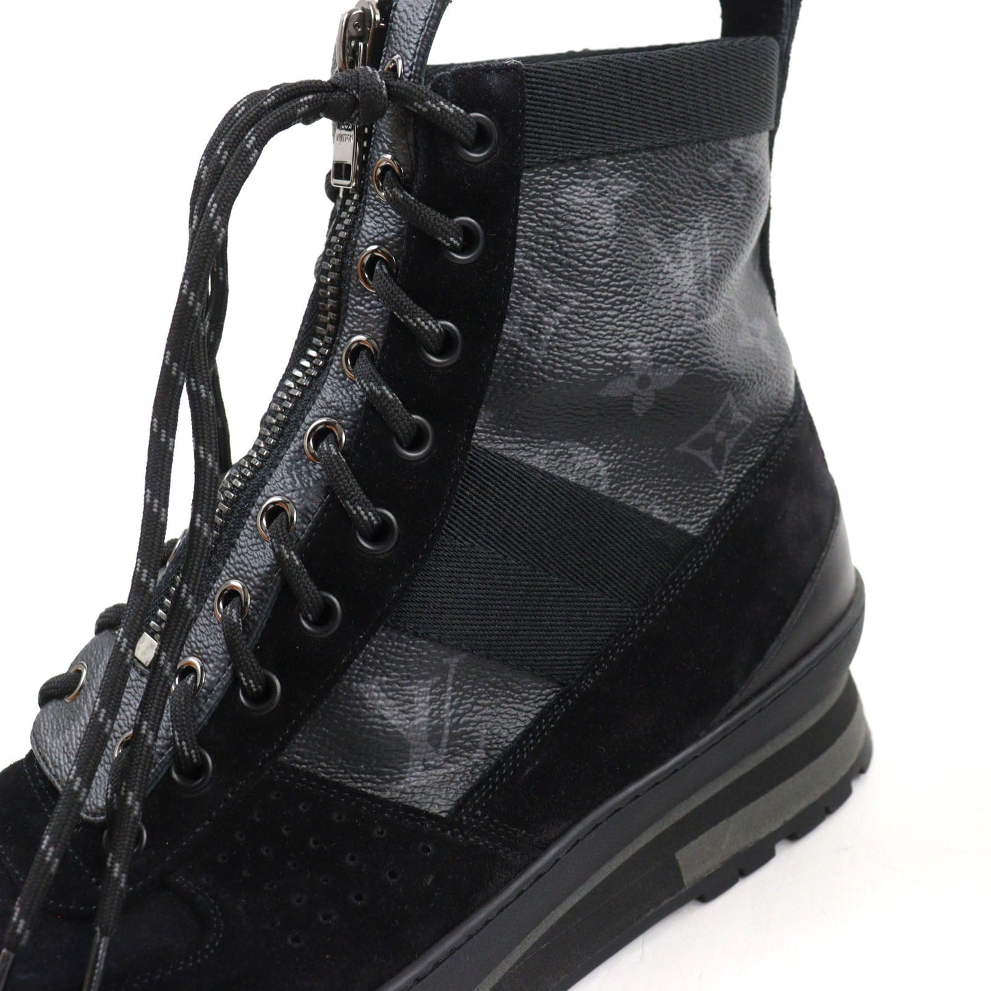 LOUIS VUITTON boots Suede leather Black Grey LV Harlem Line 8.5
