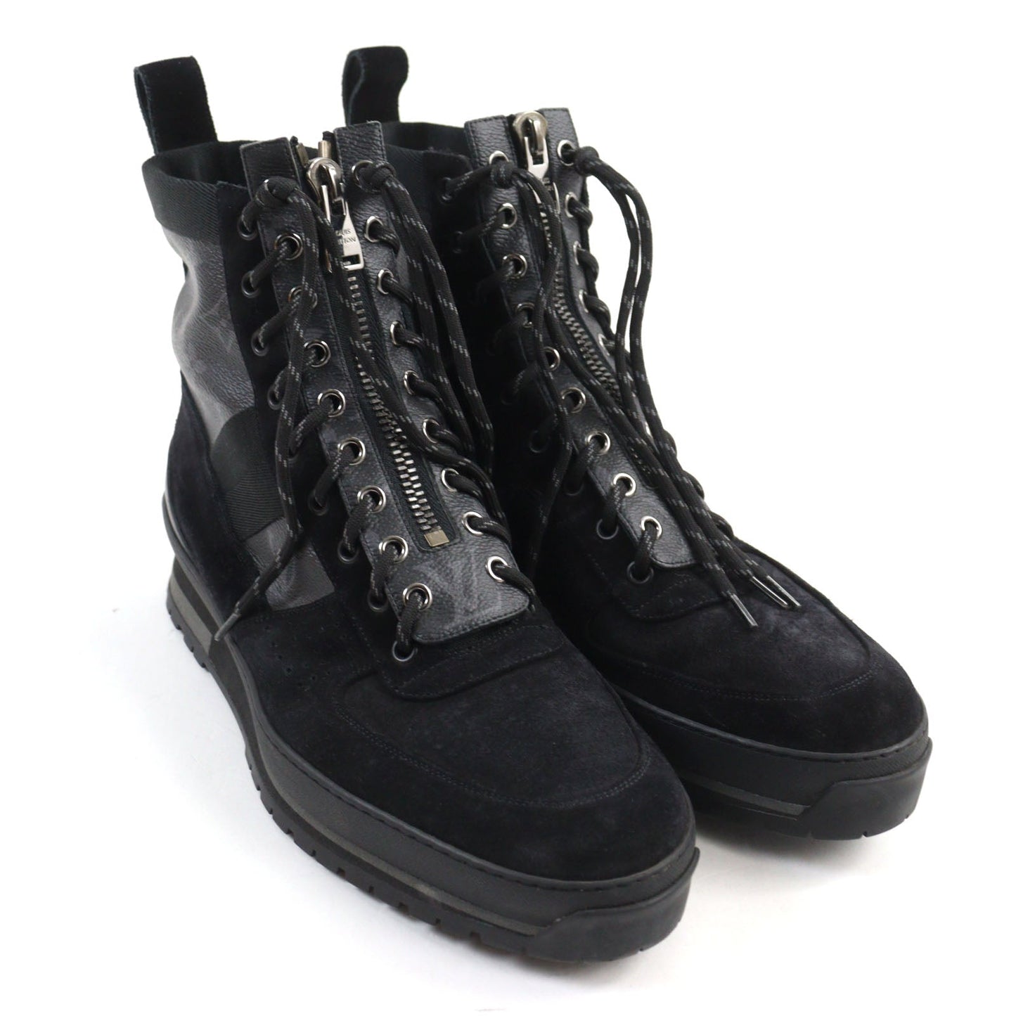LOUIS VUITTON boots Suede leather Black Grey LV Harlem Line 8.5