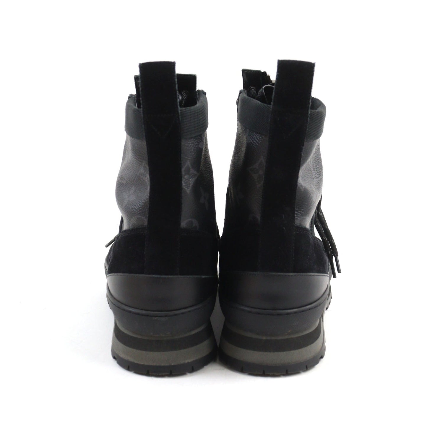 LOUIS VUITTON boots Suede leather Black Grey LV Harlem Line 8.5