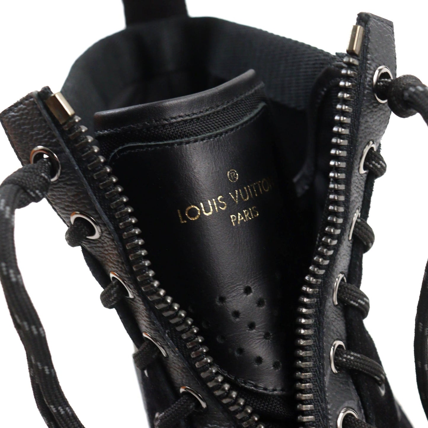 LOUIS VUITTON boots Suede leather Black Grey LV Harlem Line 8.5
