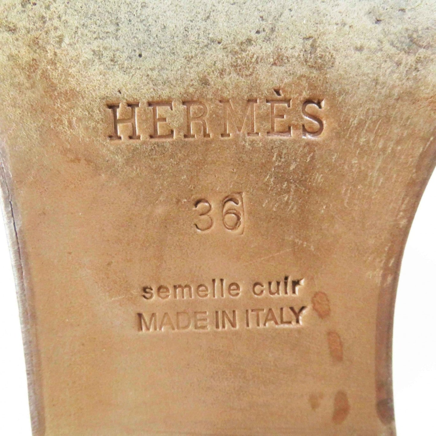 HERMES Knee-high boots leather beige 36