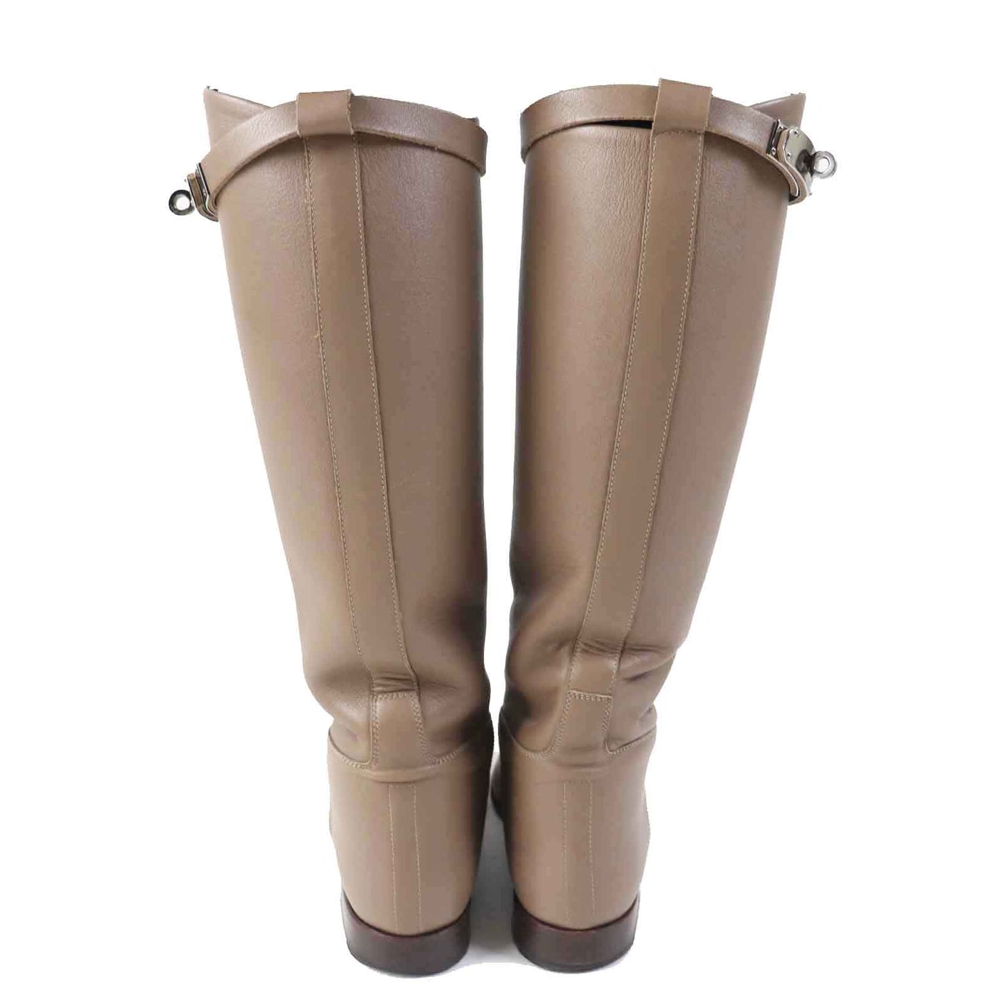 HERMES Knee-high boots leather beige 36