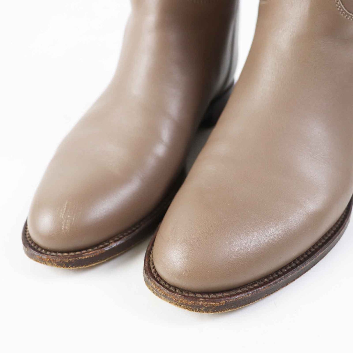 HERMES Knee-high boots leather beige 36