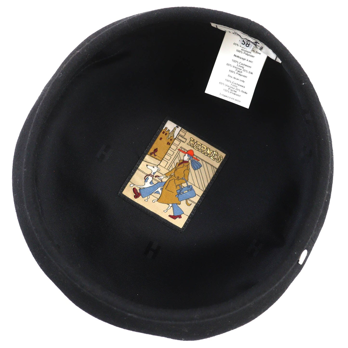 HERMES beret cashmere black 58