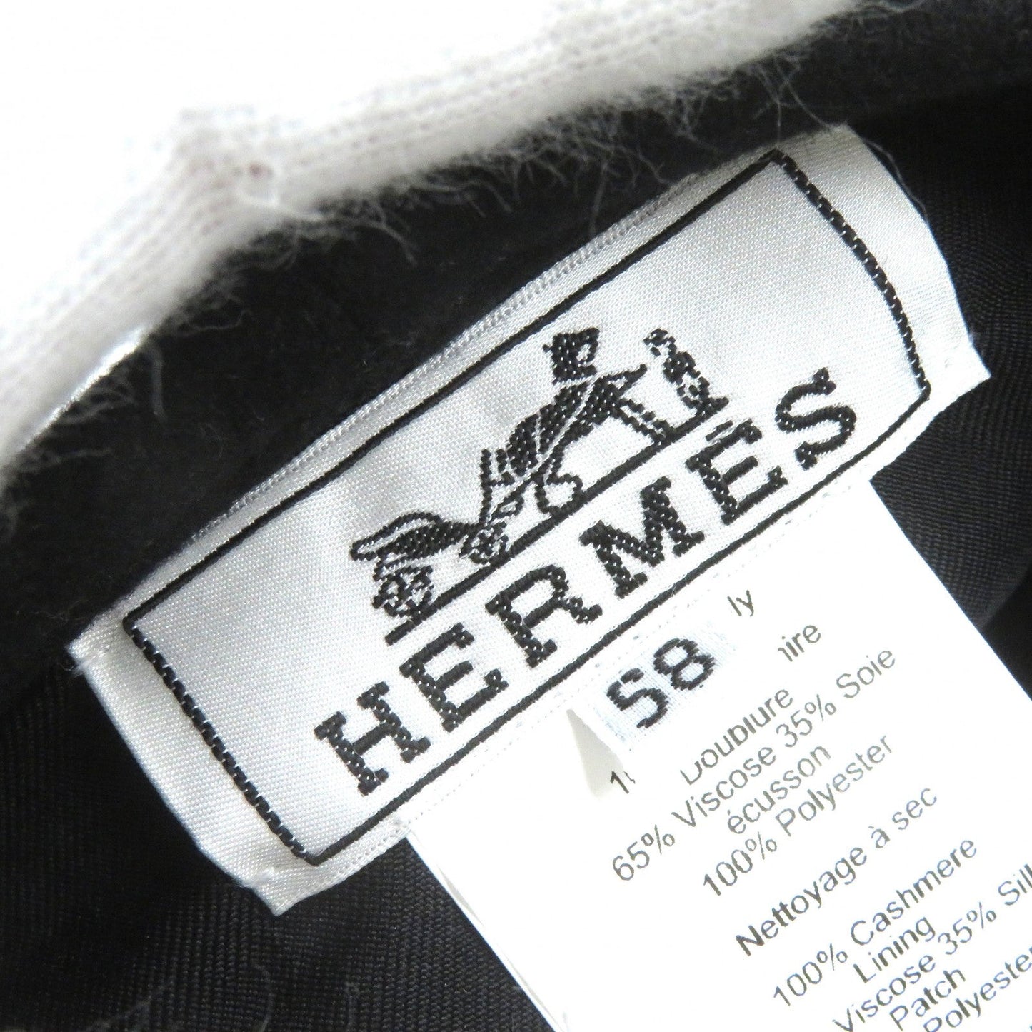 HERMES beret cashmere black 58