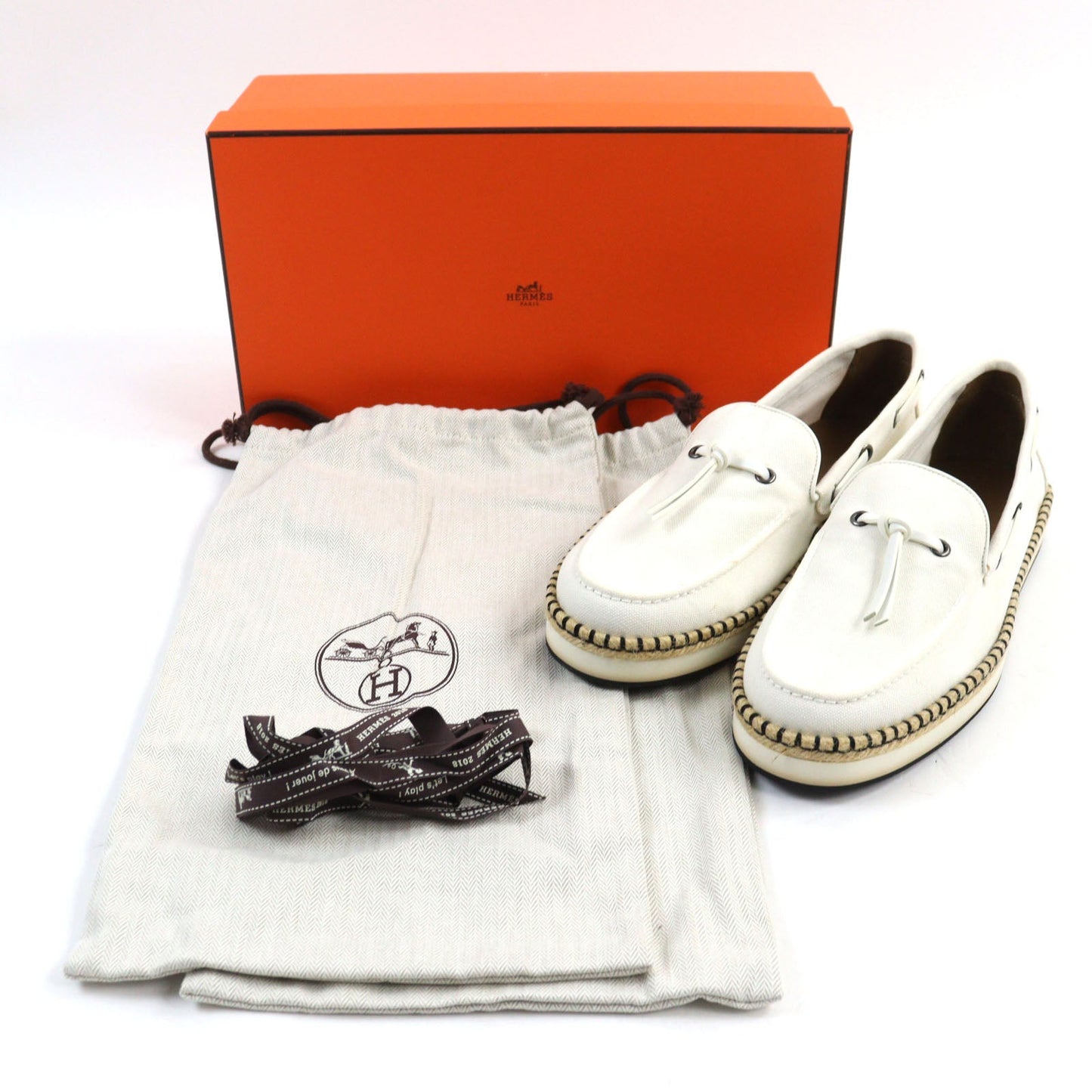 HERMES Slip-on canvas Ivorytype Optimist 41