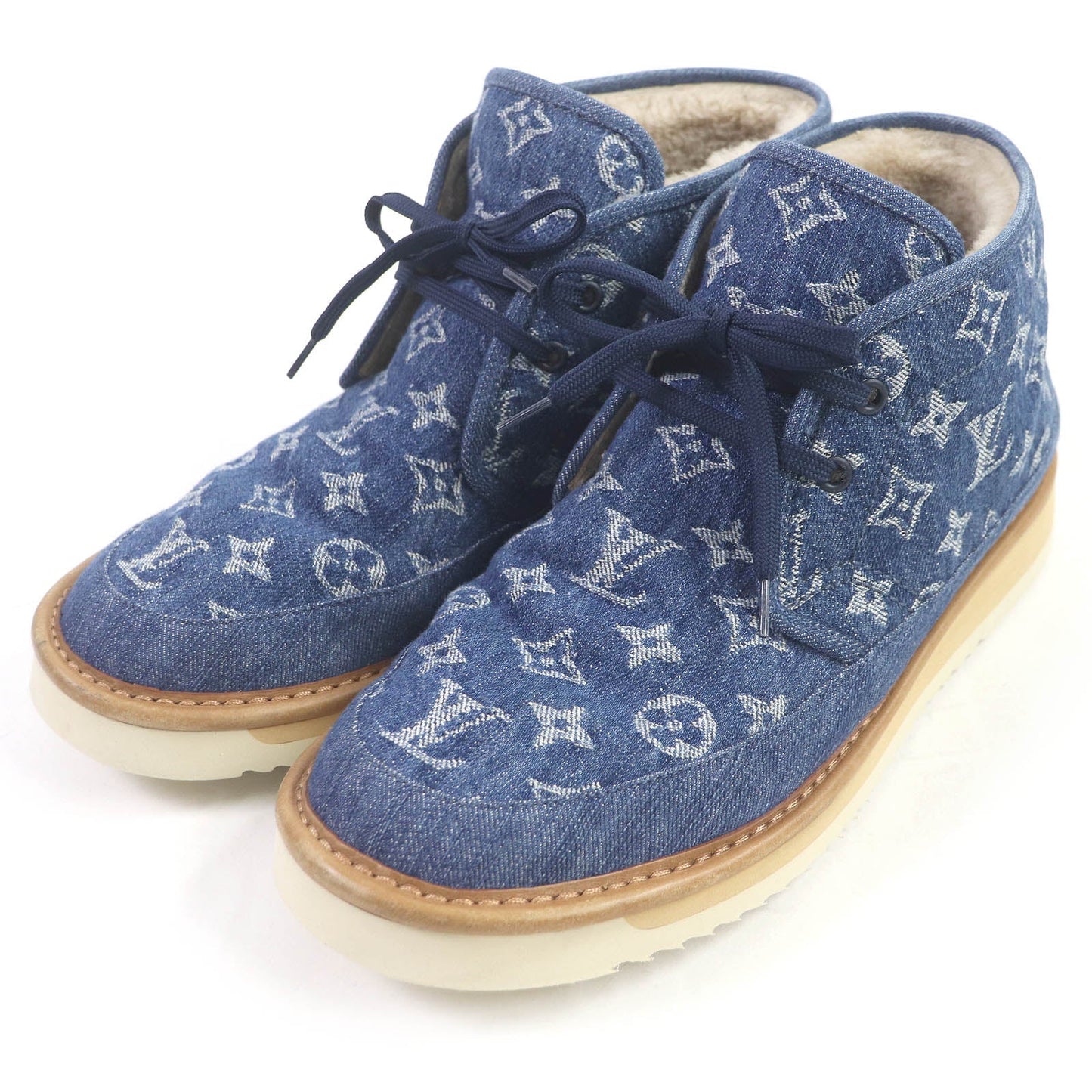 LOUIS VUITTON boots Monogram denim Indigo blue Cozy Line 8