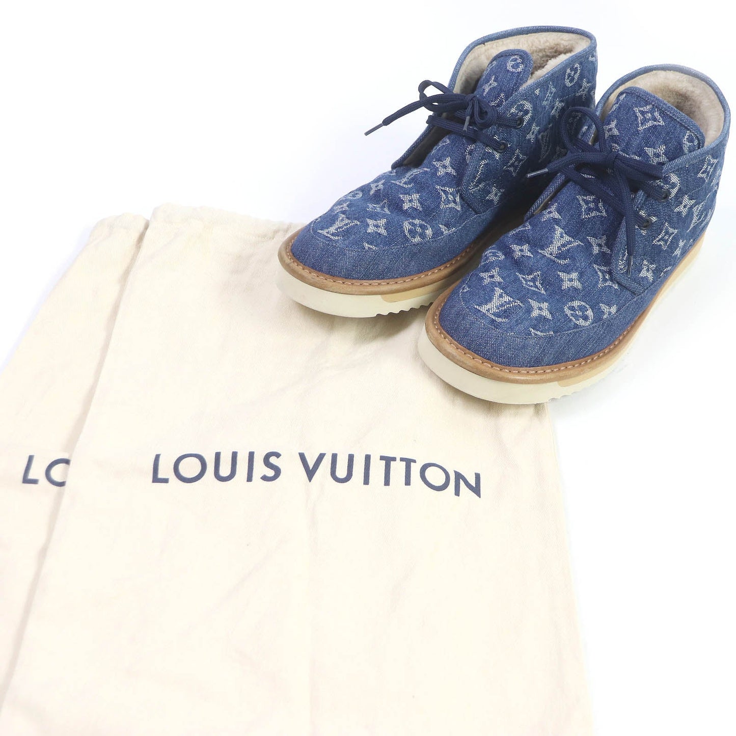 LOUIS VUITTON boots Monogram denim Indigo blue Cozy Line 8