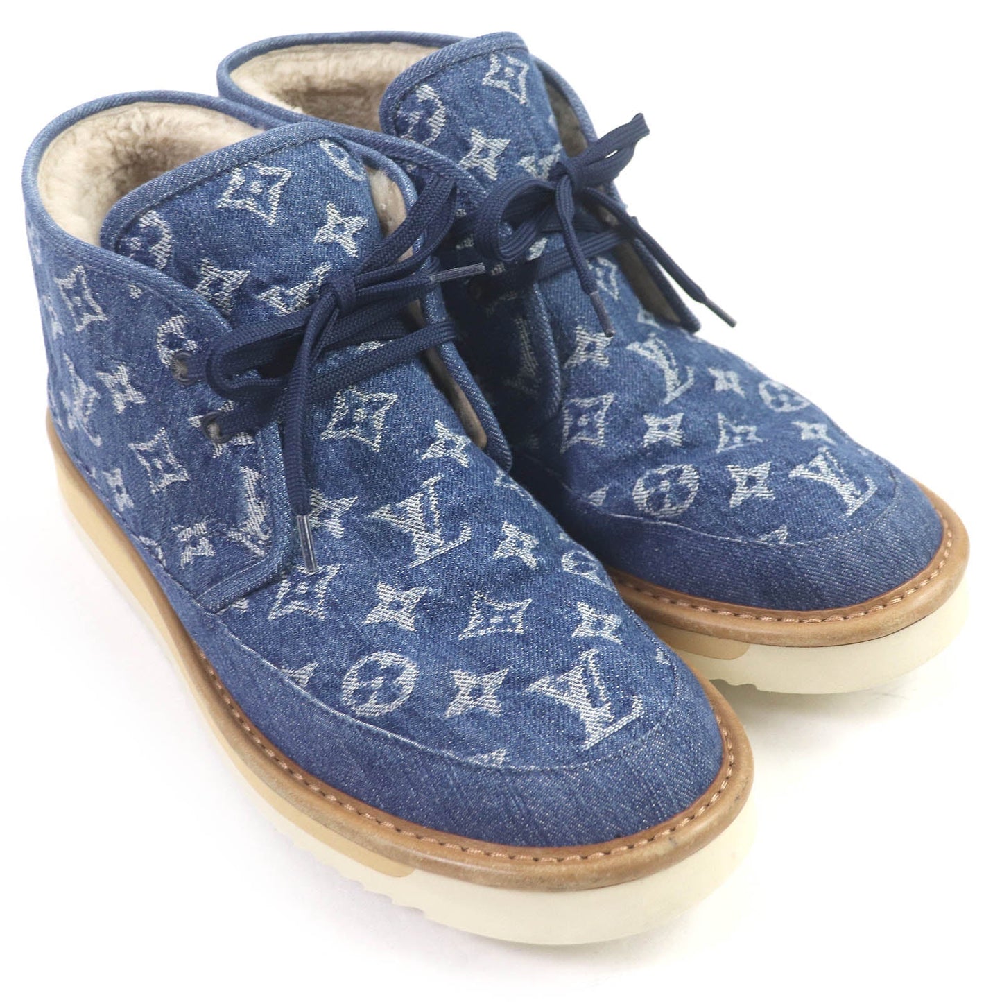 LOUIS VUITTON boots Monogram denim Indigo blue Cozy Line 8