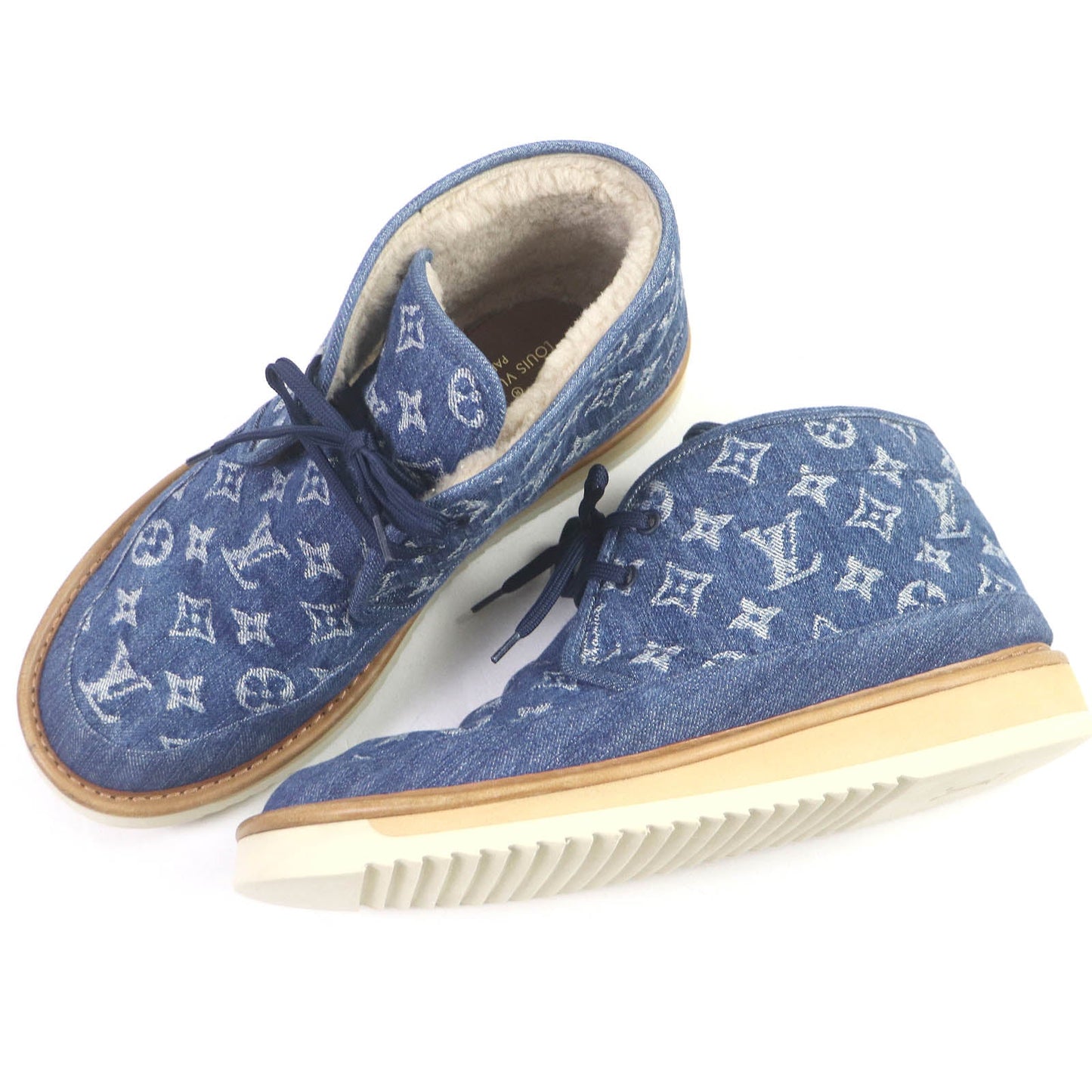 LOUIS VUITTON boots Monogram denim Indigo blue Cozy Line 8