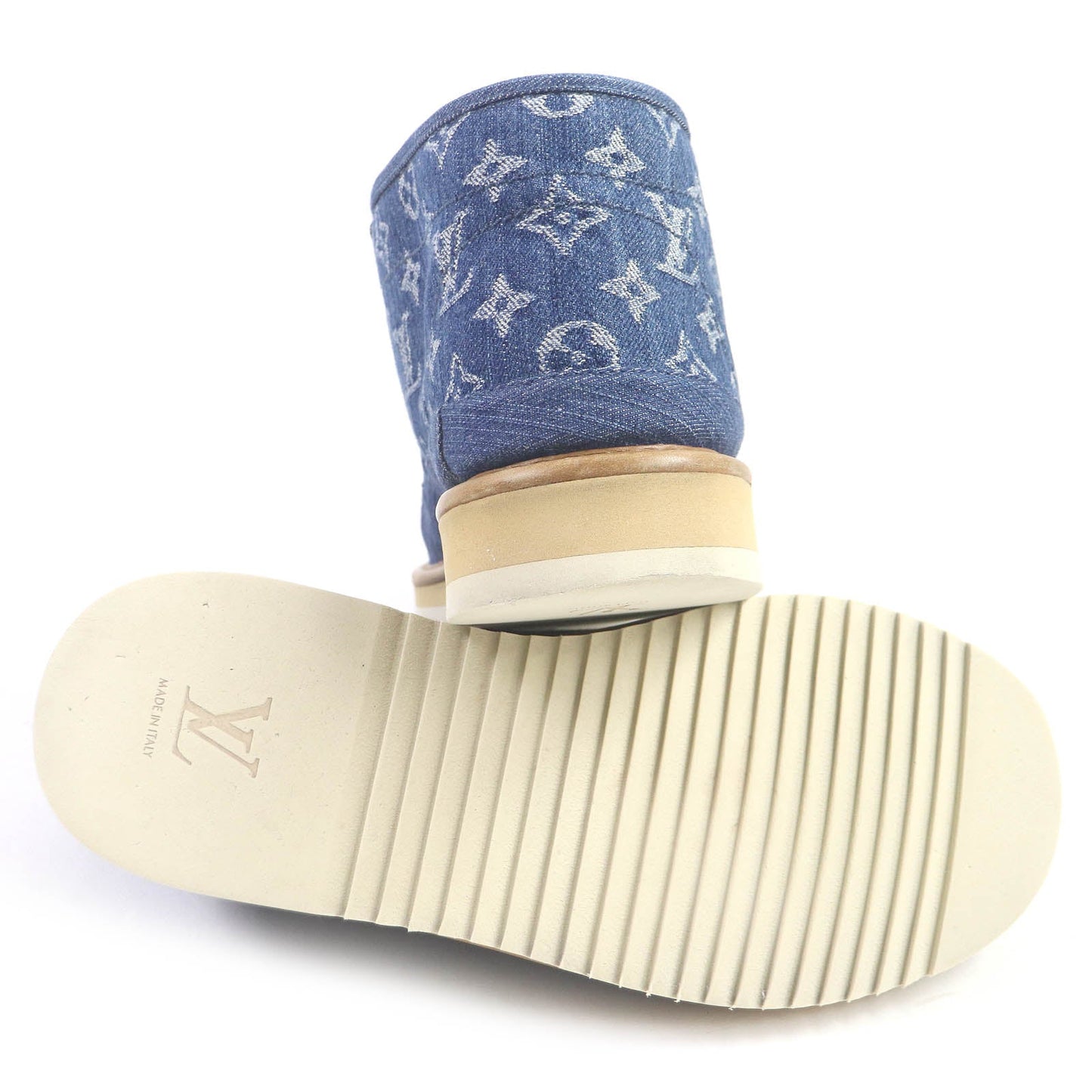 LOUIS VUITTON boots Monogram denim Indigo blue Cozy Line 8