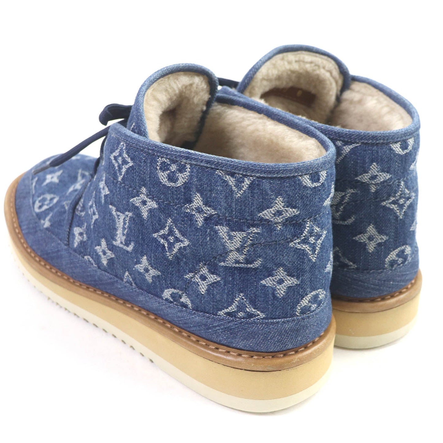 LOUIS VUITTON boots Monogram denim Indigo blue Cozy Line 8