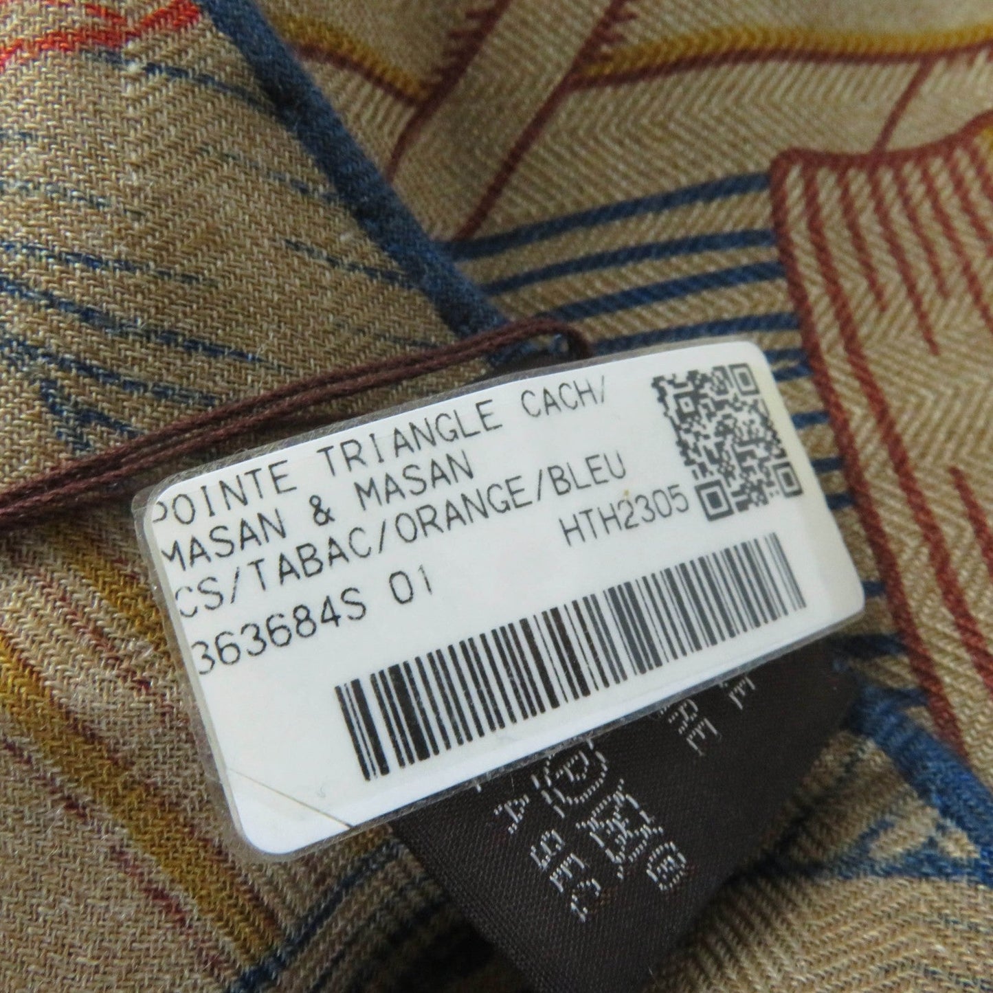 HERMES scarf cashmere Orange Triangle Jean Masan & Masan