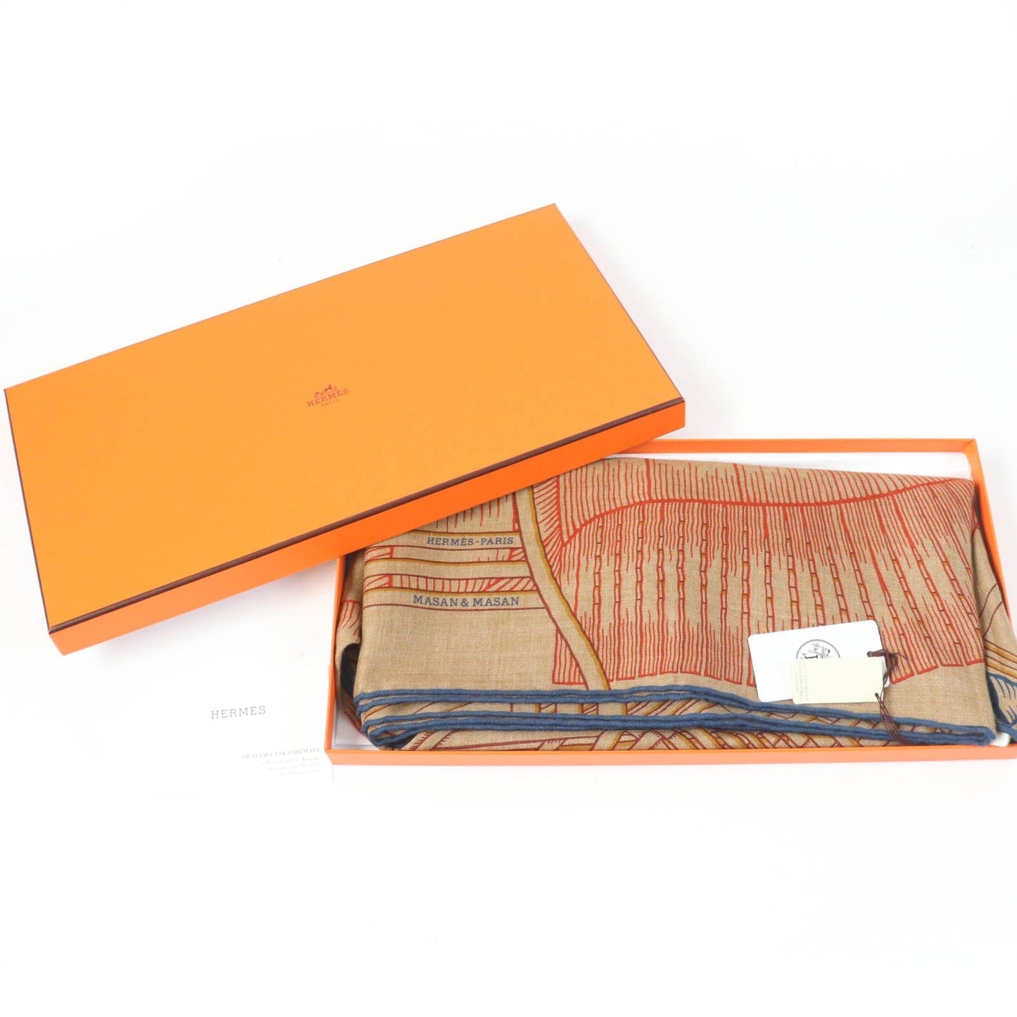HERMES scarf cashmere Orange Triangle Jean Masan & Masan