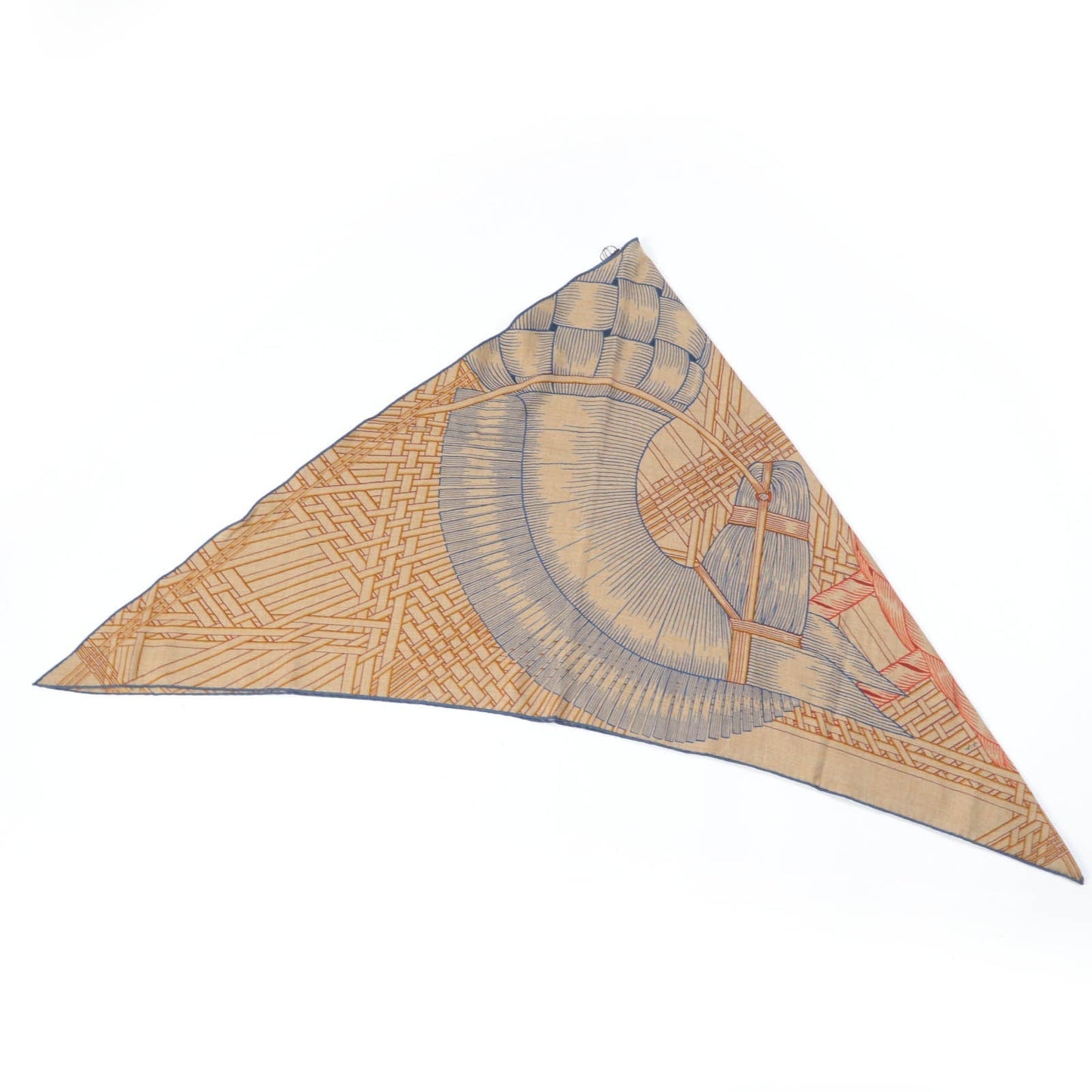 HERMES scarf cashmere Orange Triangle Jean Masan & Masan