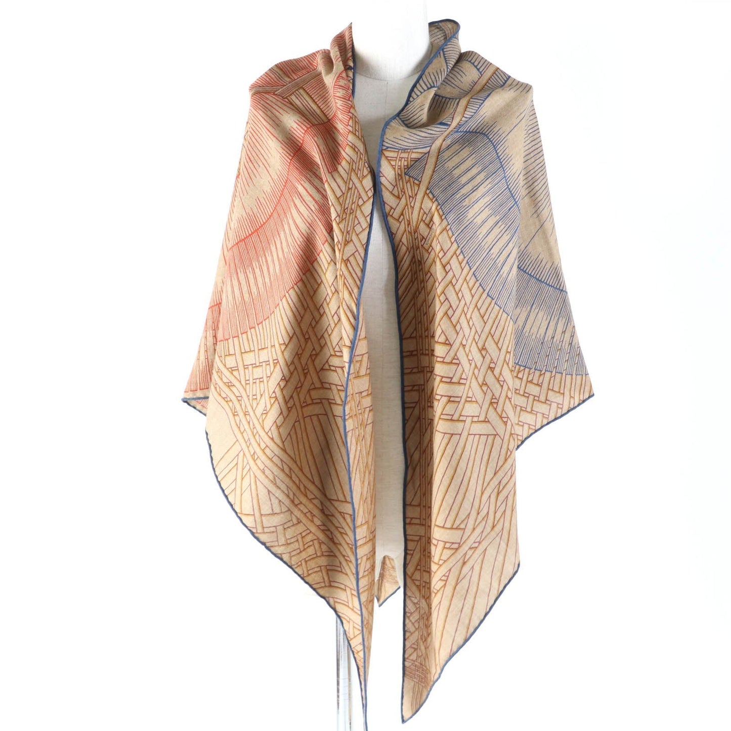 HERMES scarf cashmere Orange Triangle Jean Masan & Masan