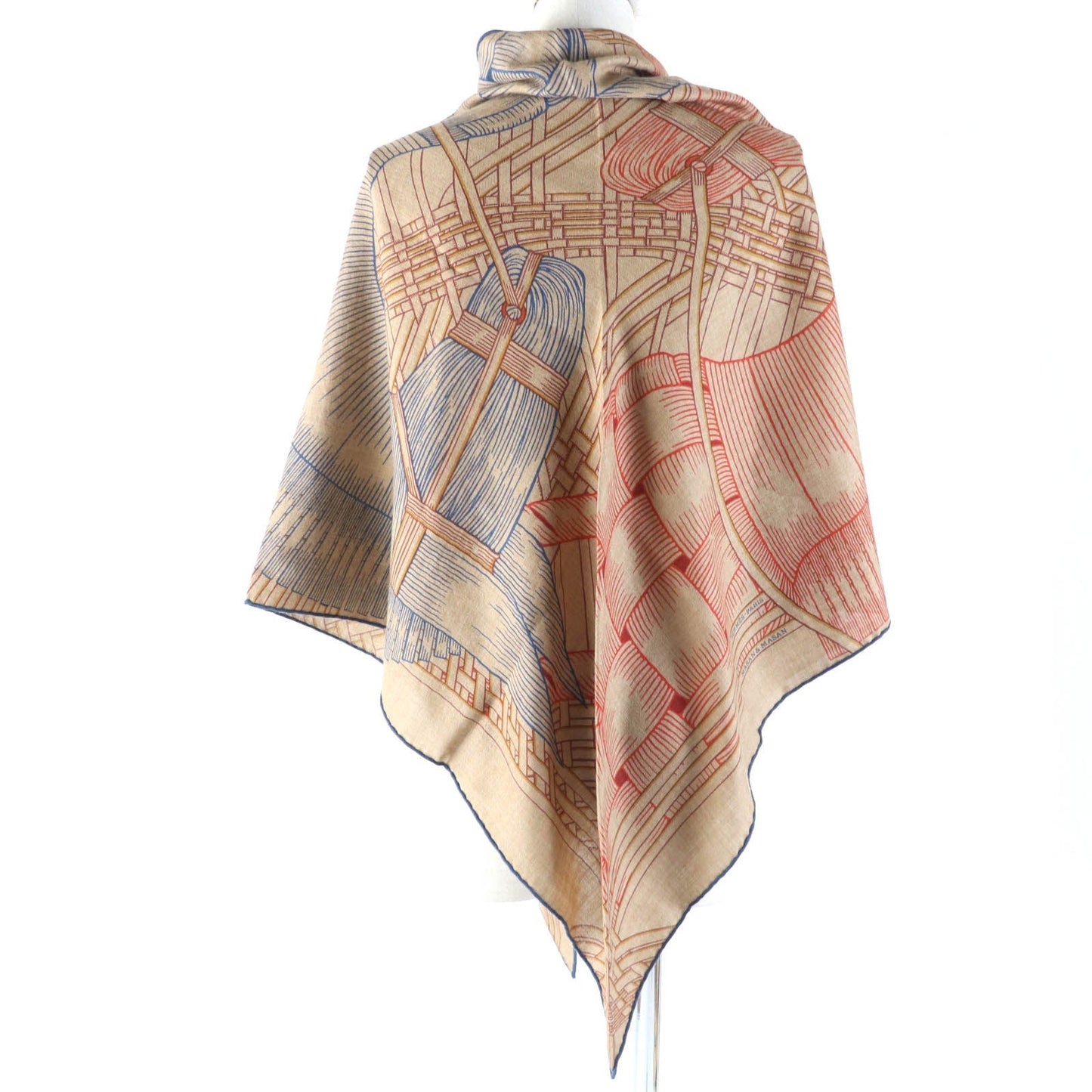 HERMES scarf cashmere Orange Triangle Jean Masan & Masan