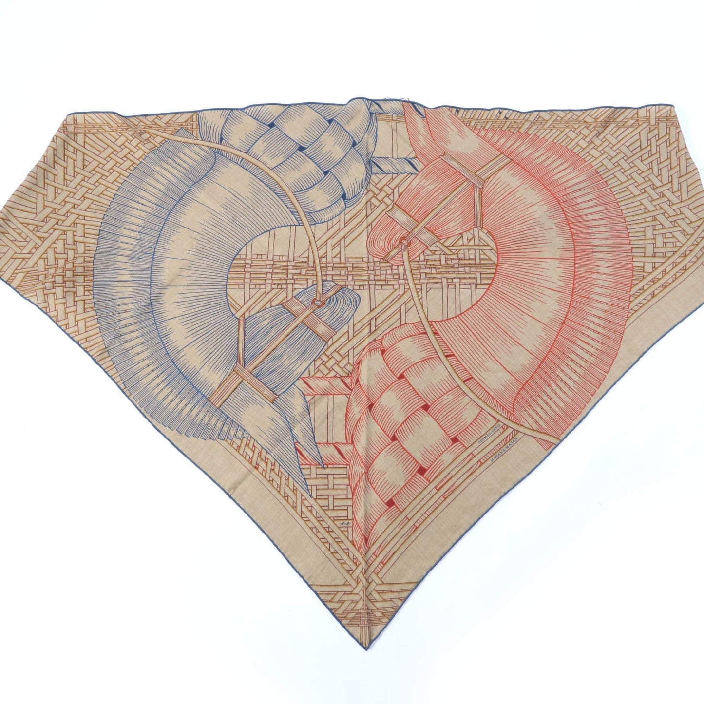 HERMES scarf cashmere Orange Triangle Jean Masan & Masan