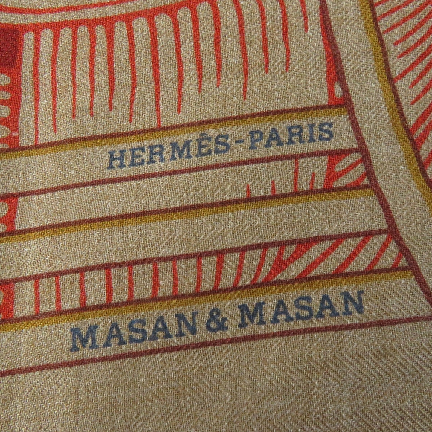 HERMES scarf cashmere Orange Triangle Jean Masan & Masan