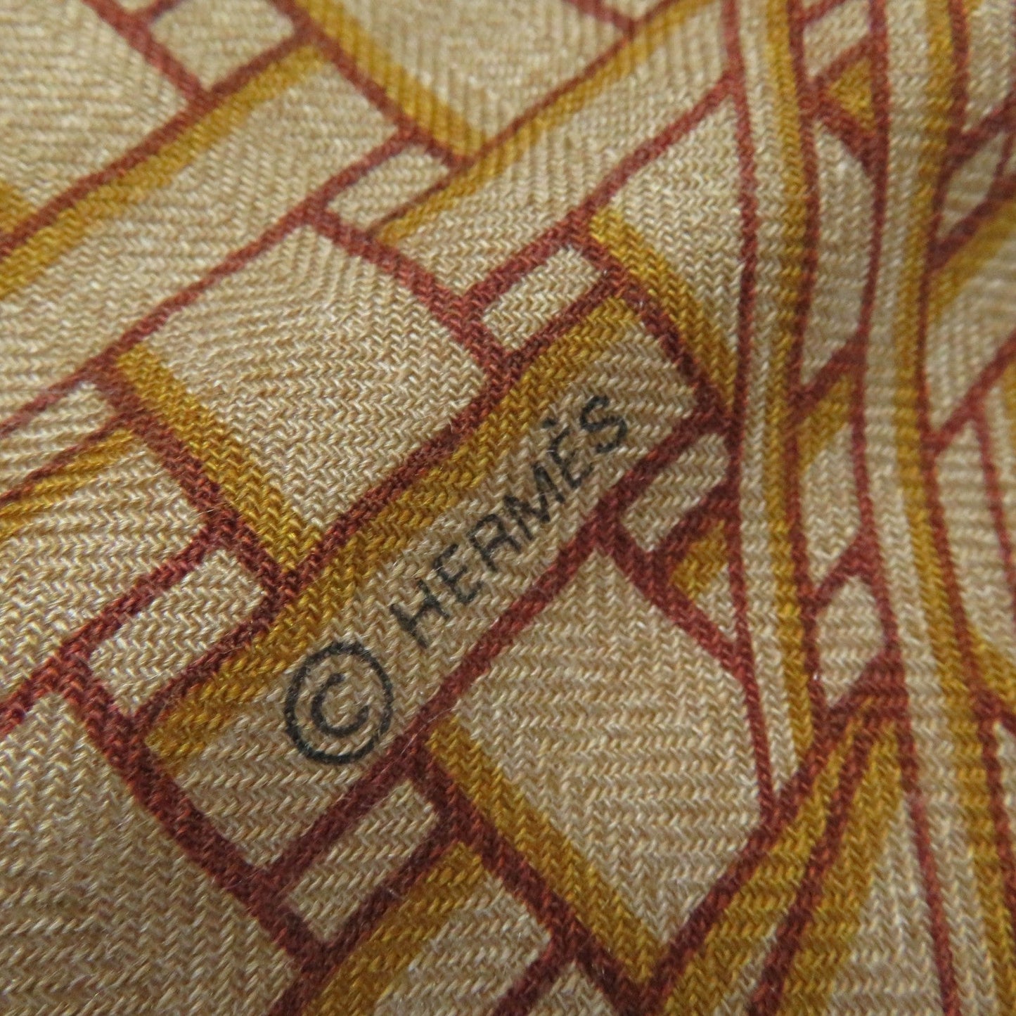 HERMES scarf cashmere Orange Triangle Jean Masan & Masan