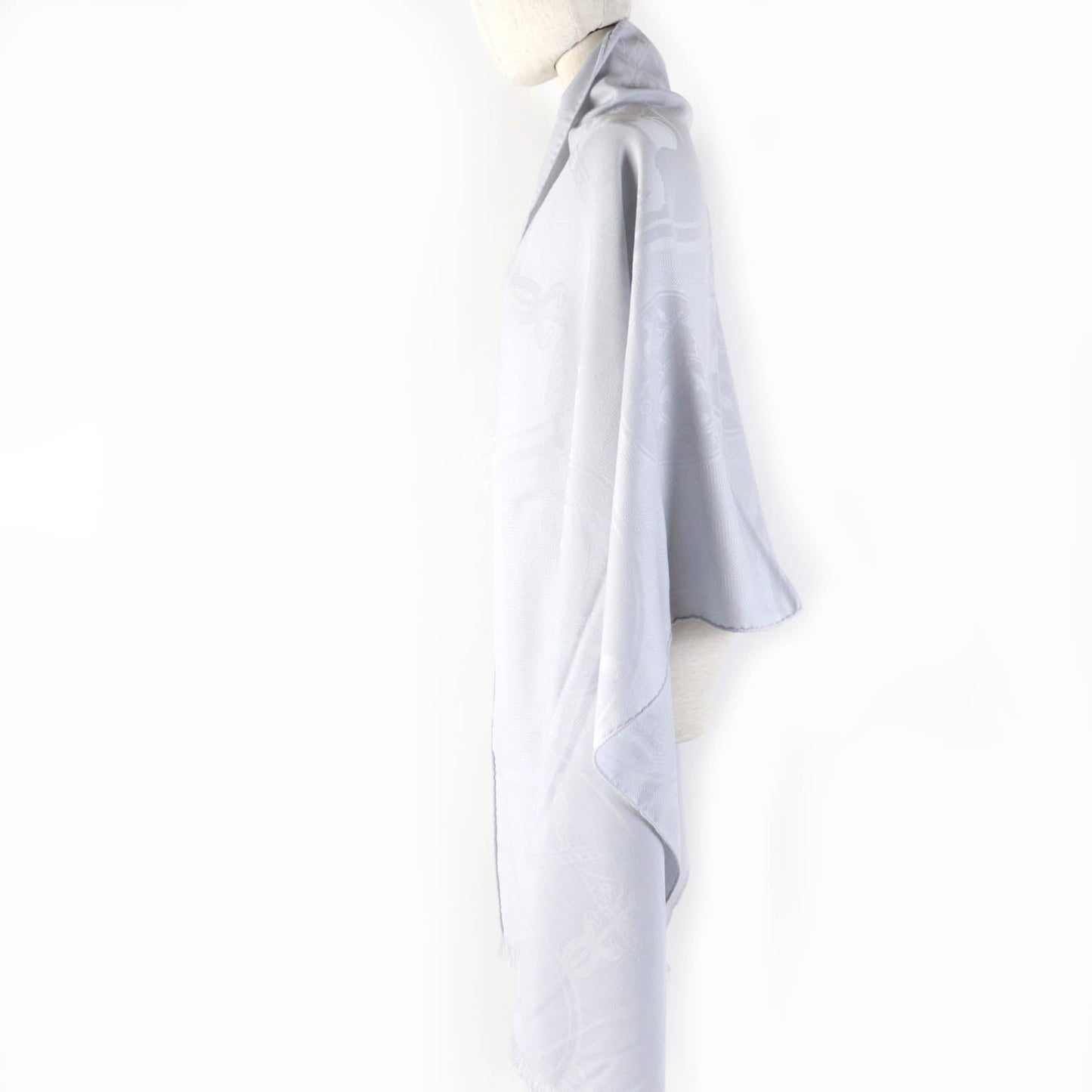 HERMES shawl cashmere Light gray New Libris