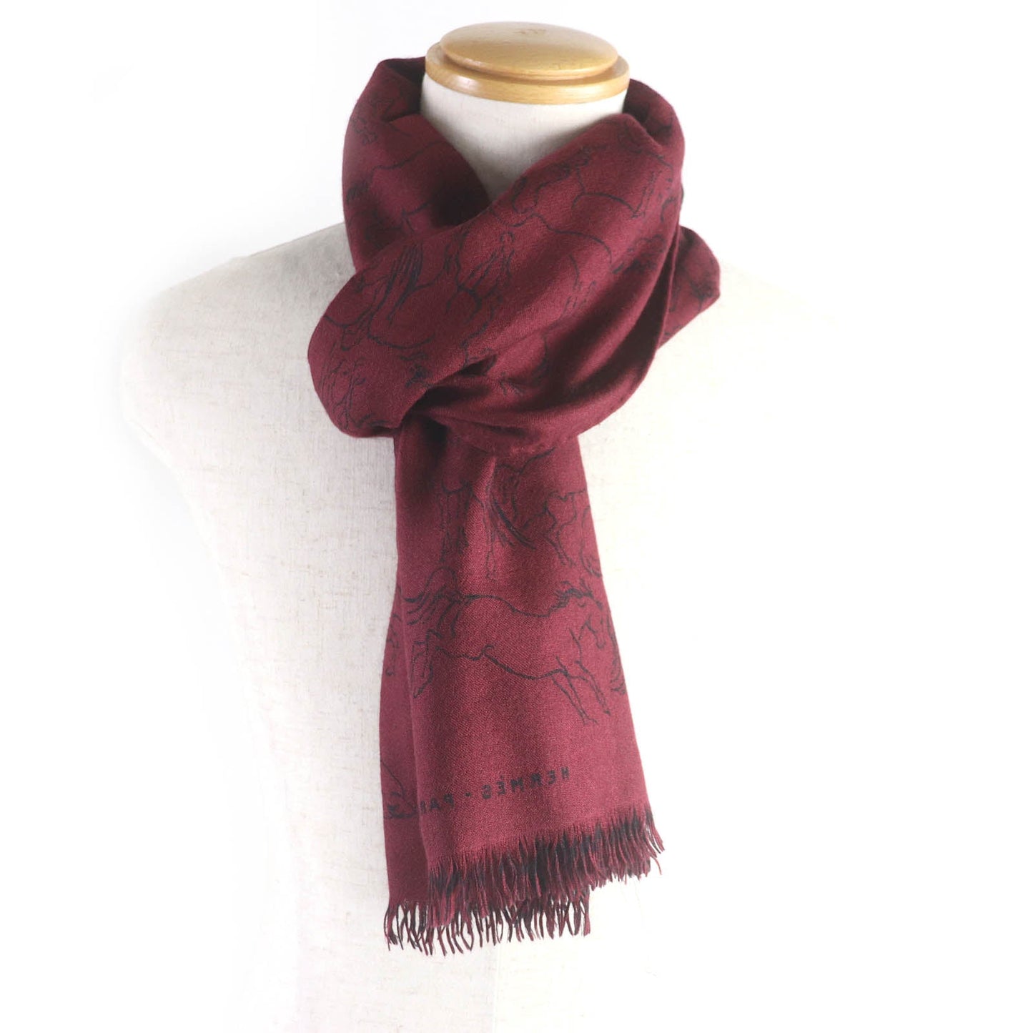 HERMES Scarf cashmere Bordeaux