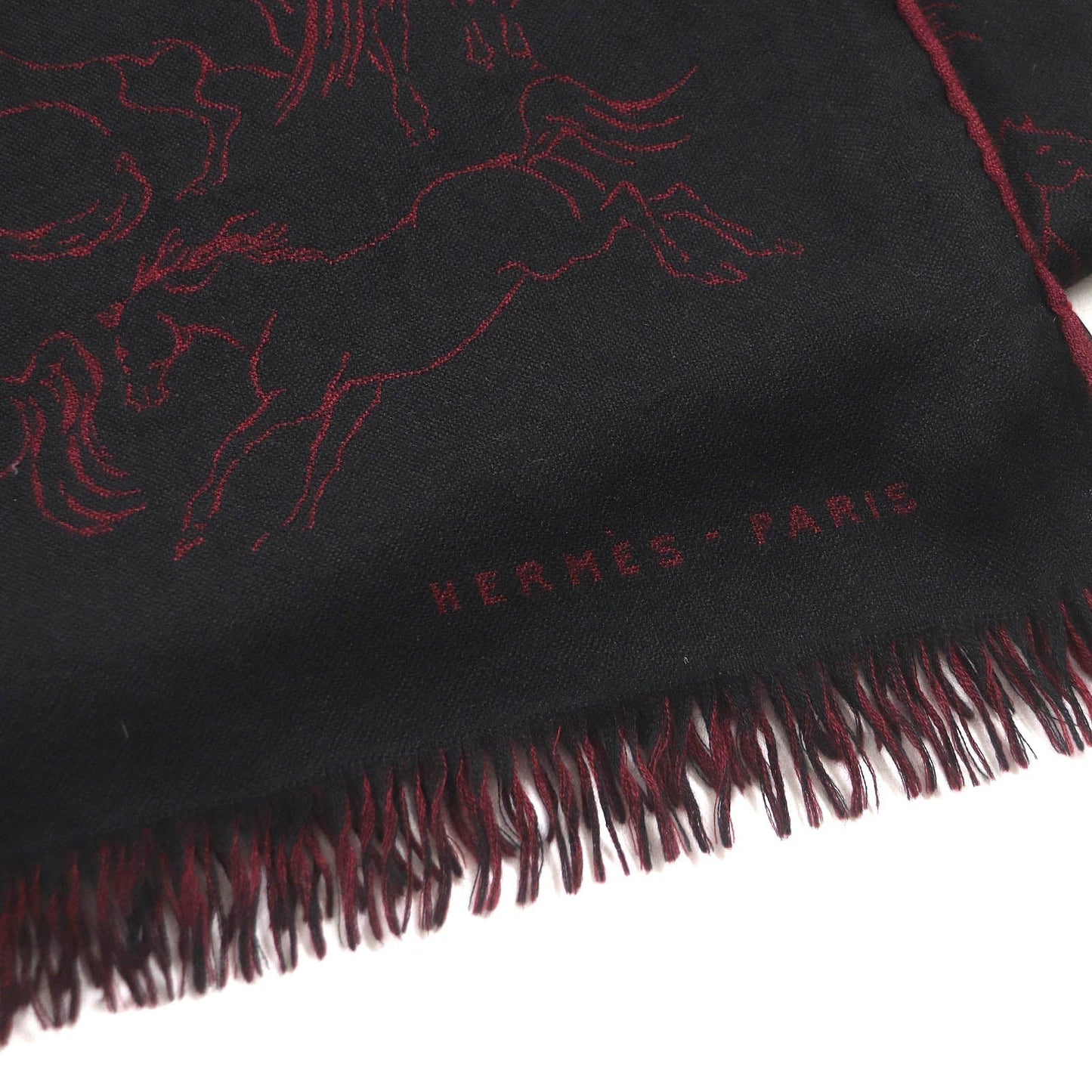 HERMES Scarf cashmere Bordeaux