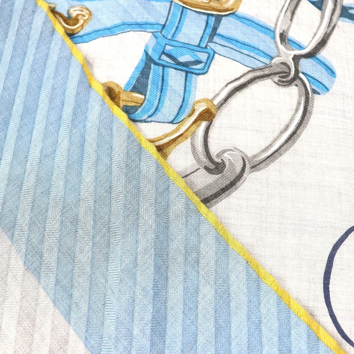 HERMES scarf H783940S cashmere blue Brides de Gala Applique Pique Brides de Gala Applique Pique