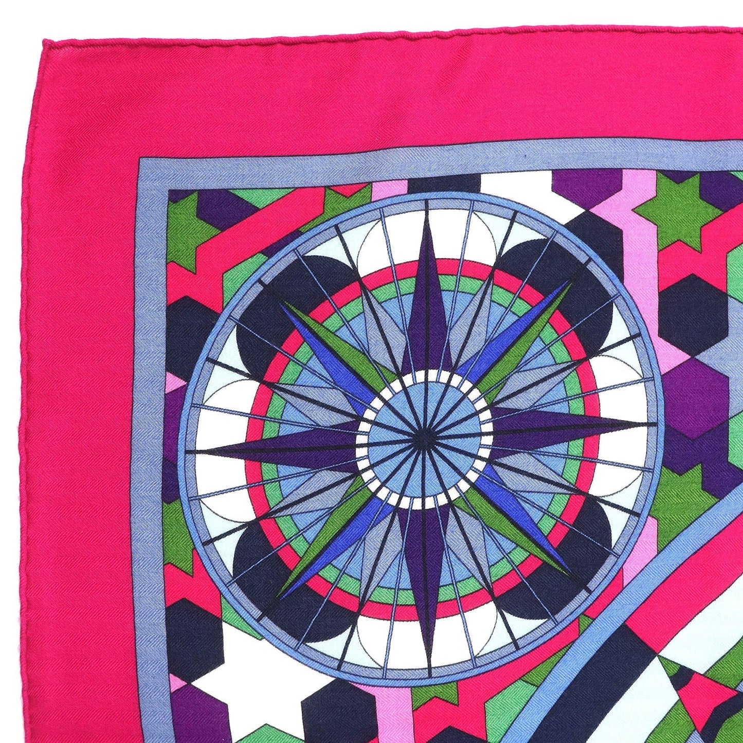 HERMES scarf cashmere multicolor ROSE DE COMPAS Rose of the Compass
