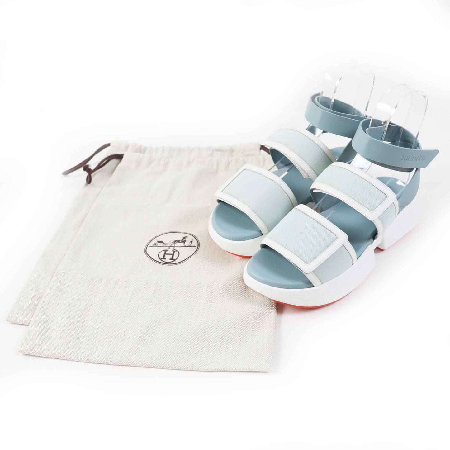 HERMES Sandals 231219Z leather Light blue white